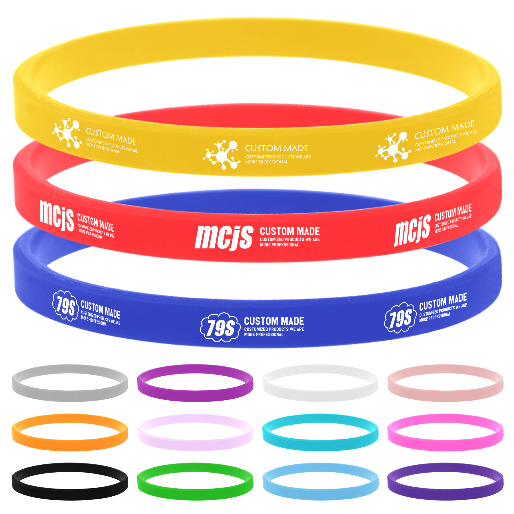 FlyFlyPromos - 1/4&quot;W Silicone Bracelets - Promotional Product
