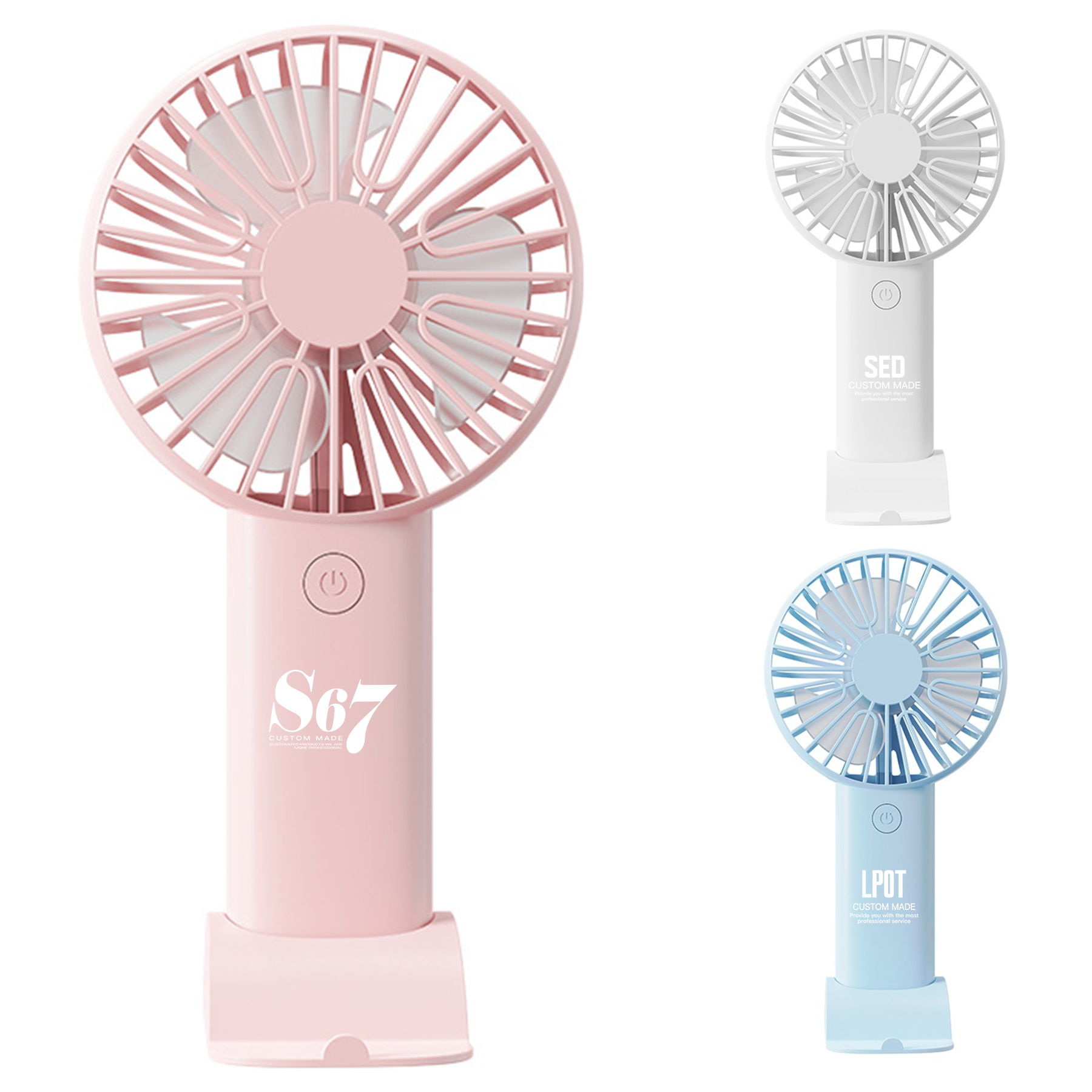 FlyFlyPromos - Rechargeable Handheld Fan With Stand - Promotional Product