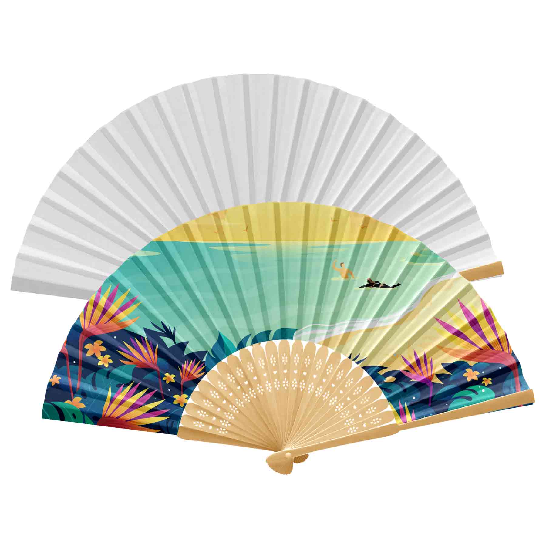 FlyFlyPromos - Handheld Foldable Full Color Bamboo Paper Fan Image 10 - Promotional Product