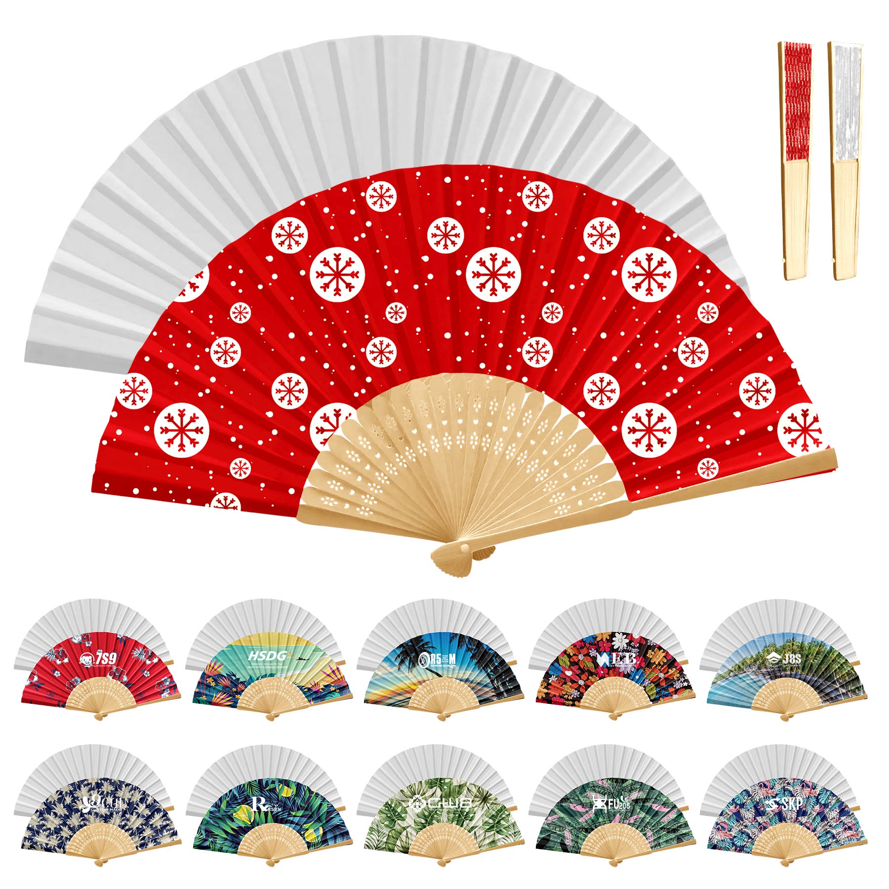 FlyFlyPromos - Handheld Foldable Full Color Bamboo Paper Fan - Promotional Product