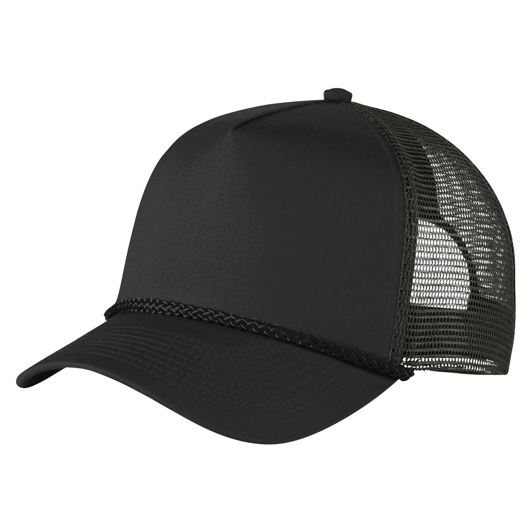 FlyFlyPromos - Structured 5 Panel Curved Bill Trucker Cap with Rope Image 9 - Promotional Product