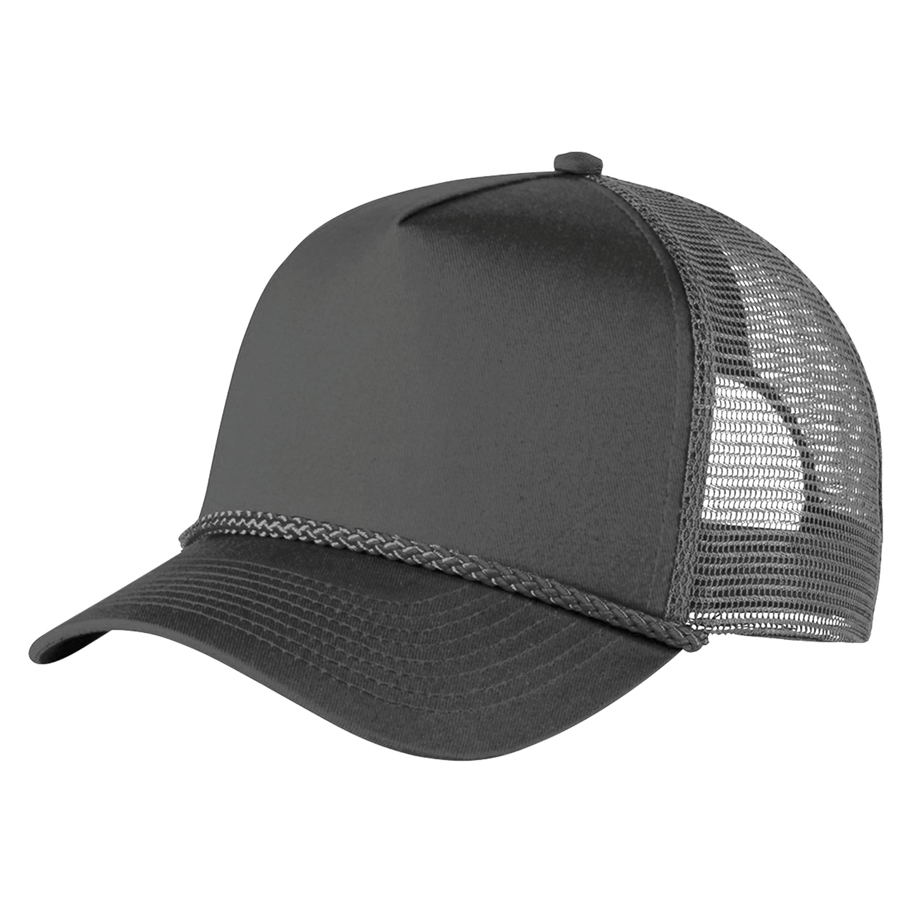 FlyFlyPromos - Structured 5 Panel Curved Bill Trucker Cap with Rope Image 3 - Promotional Product
