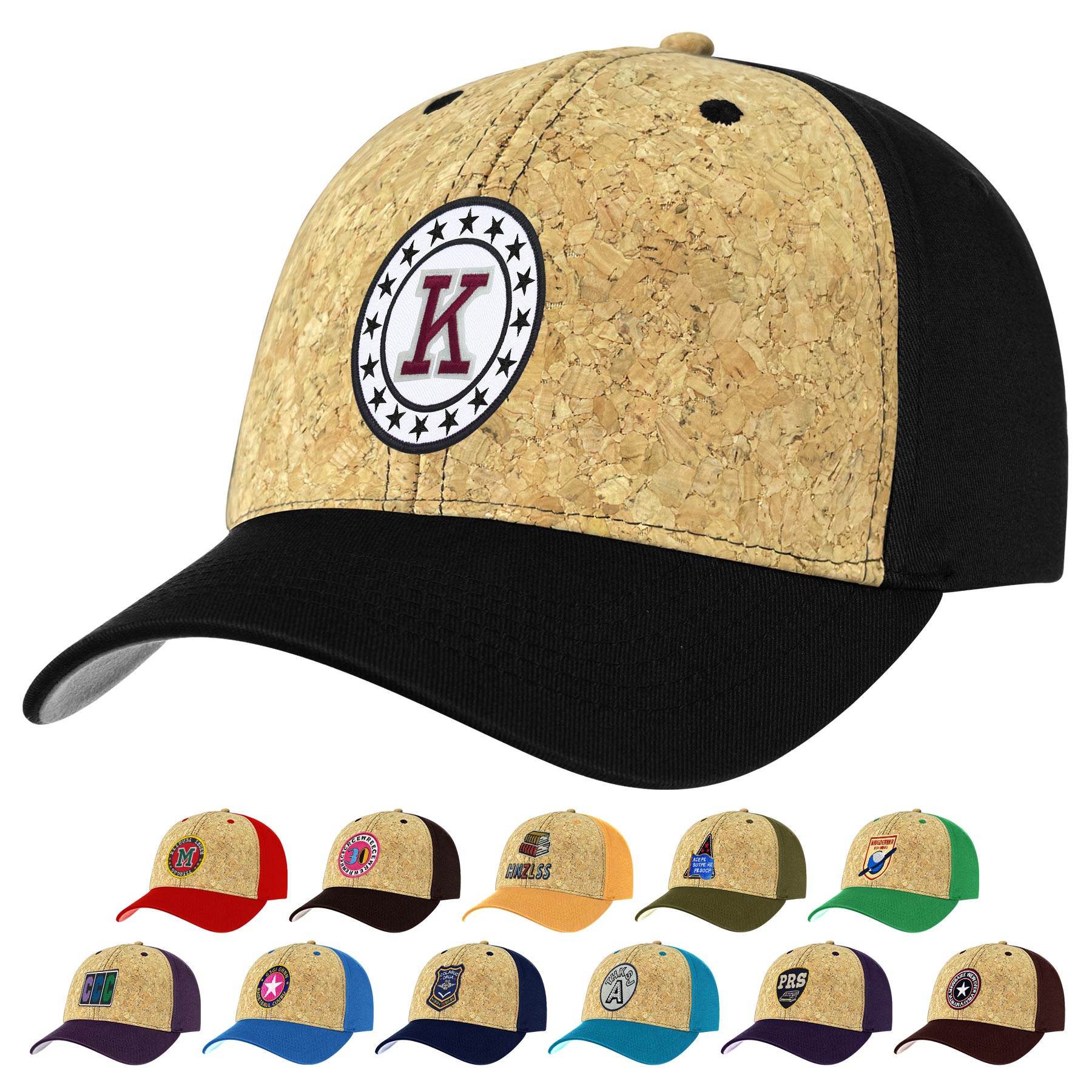 FlyFlyPromos - Two Tone 6 Panel Cork Trucker Baseball Cap - Promotional Product
