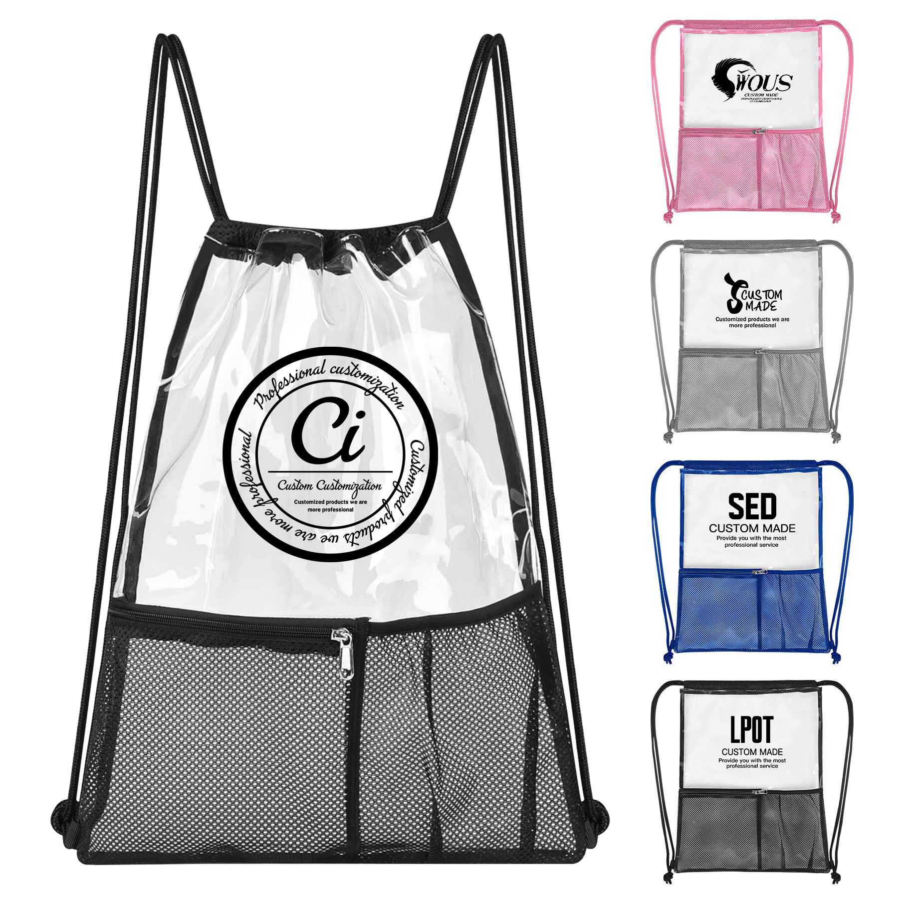 FlyFlyPromos - Transparent PVC Drawstring Backpack - Promotional Product
