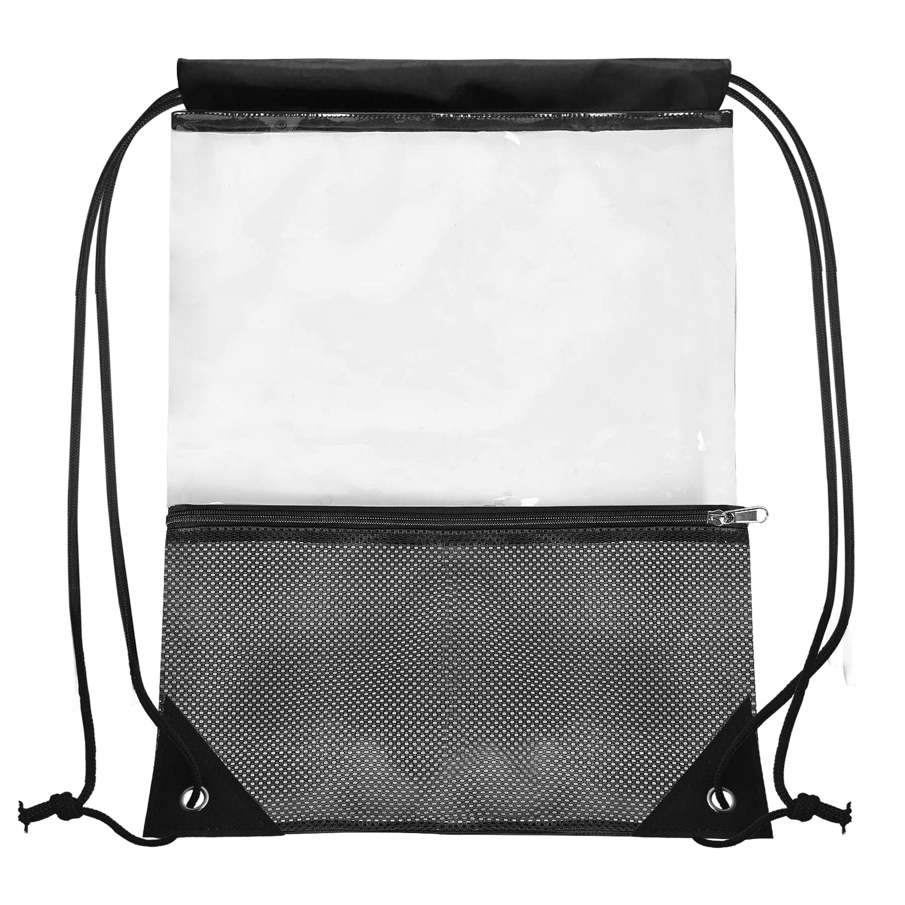 FlyFlyPromos - PVC Drawstring Backpack with Front Zipper Mesh Pocket Image 2 - Promotional Product