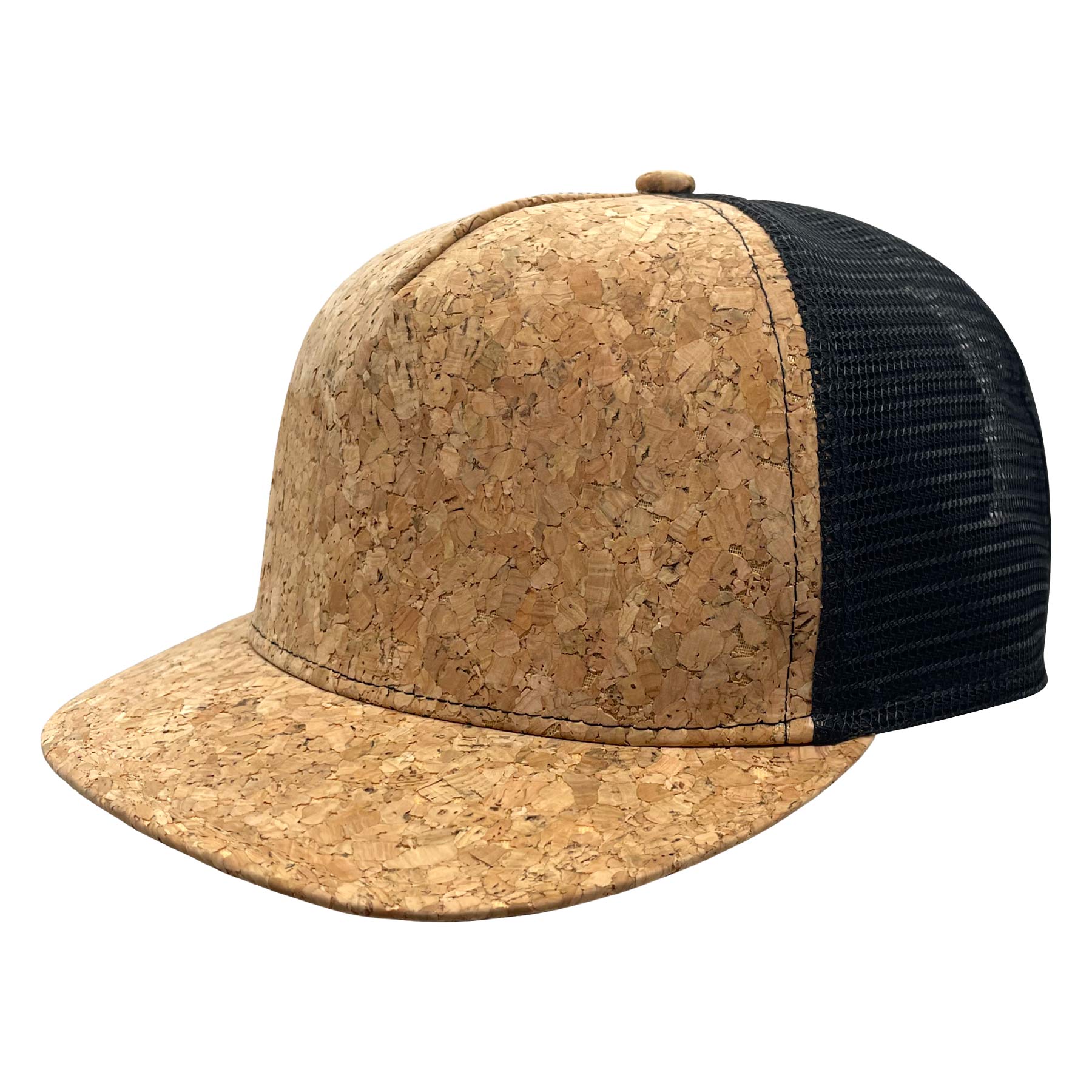FlyFlyPromos - Cork Flat Visor 5 Panel Snapback Mesh Back Trucker Hat Image 3 - Promotional Product