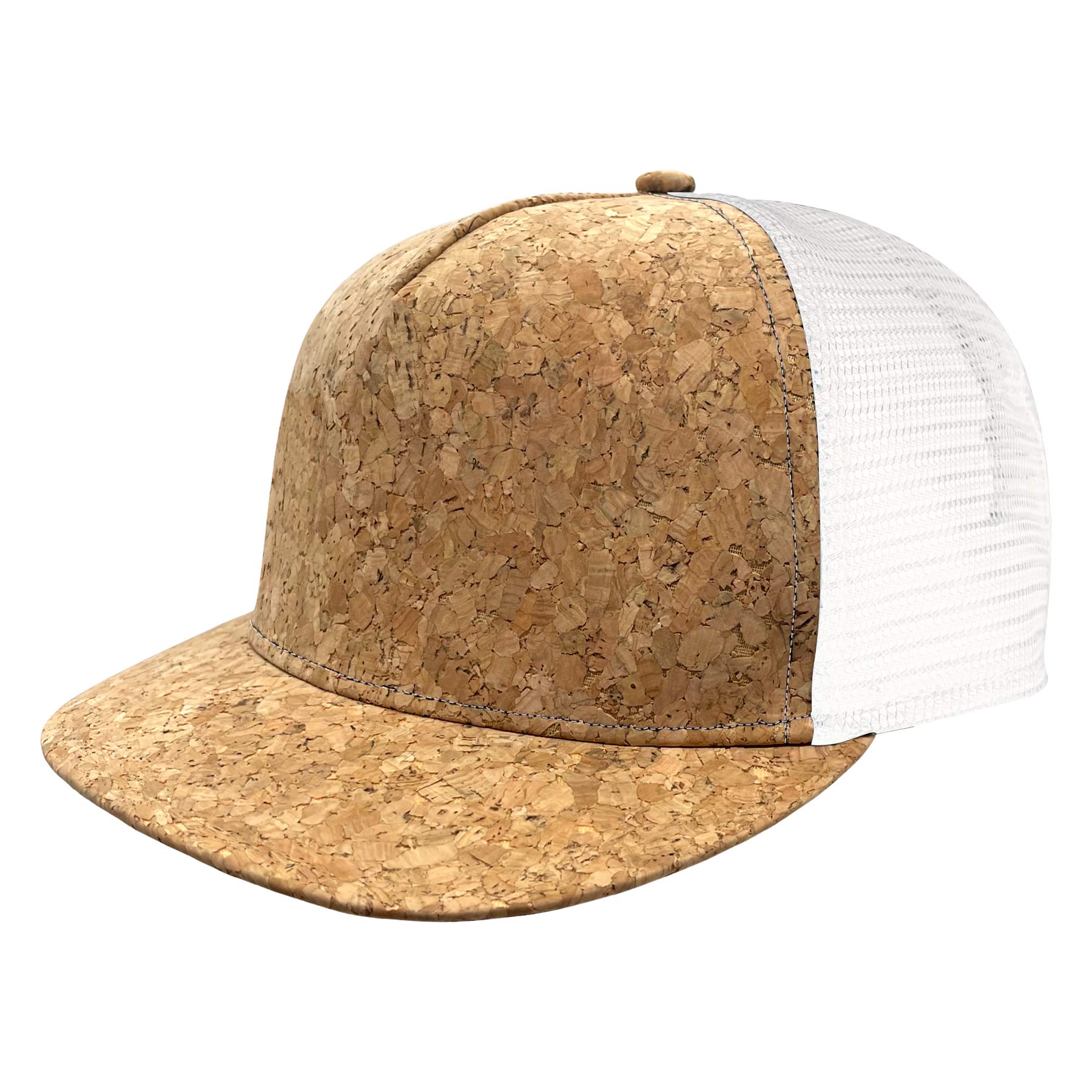FlyFlyPromos - Cork Flat Visor 5 Panel Snapback Mesh Back Trucker Hat Image 5 - Promotional Product