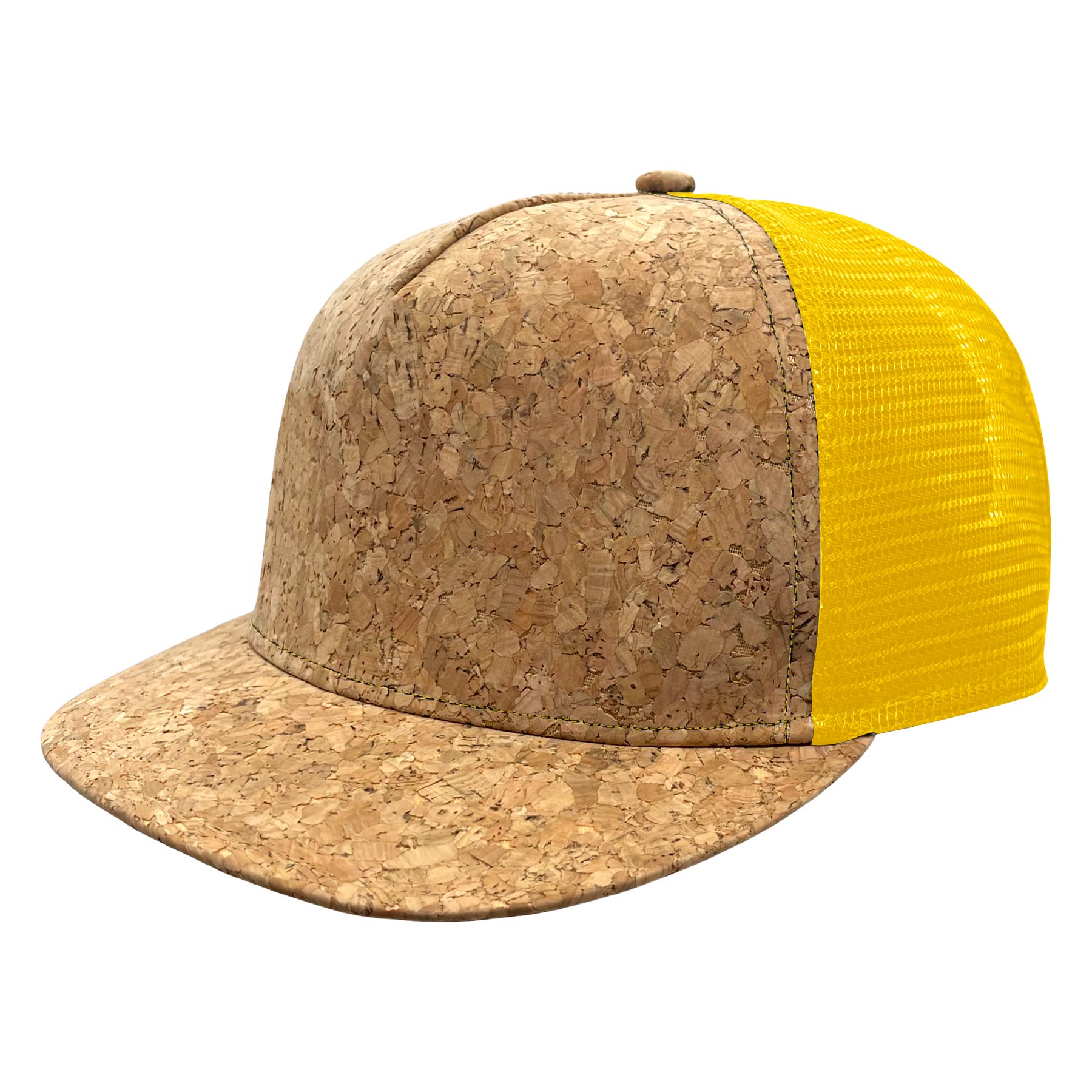 FlyFlyPromos - Cork Flat Visor 5 Panel Snapback Mesh Back Trucker Hat Image 4 - Promotional Product