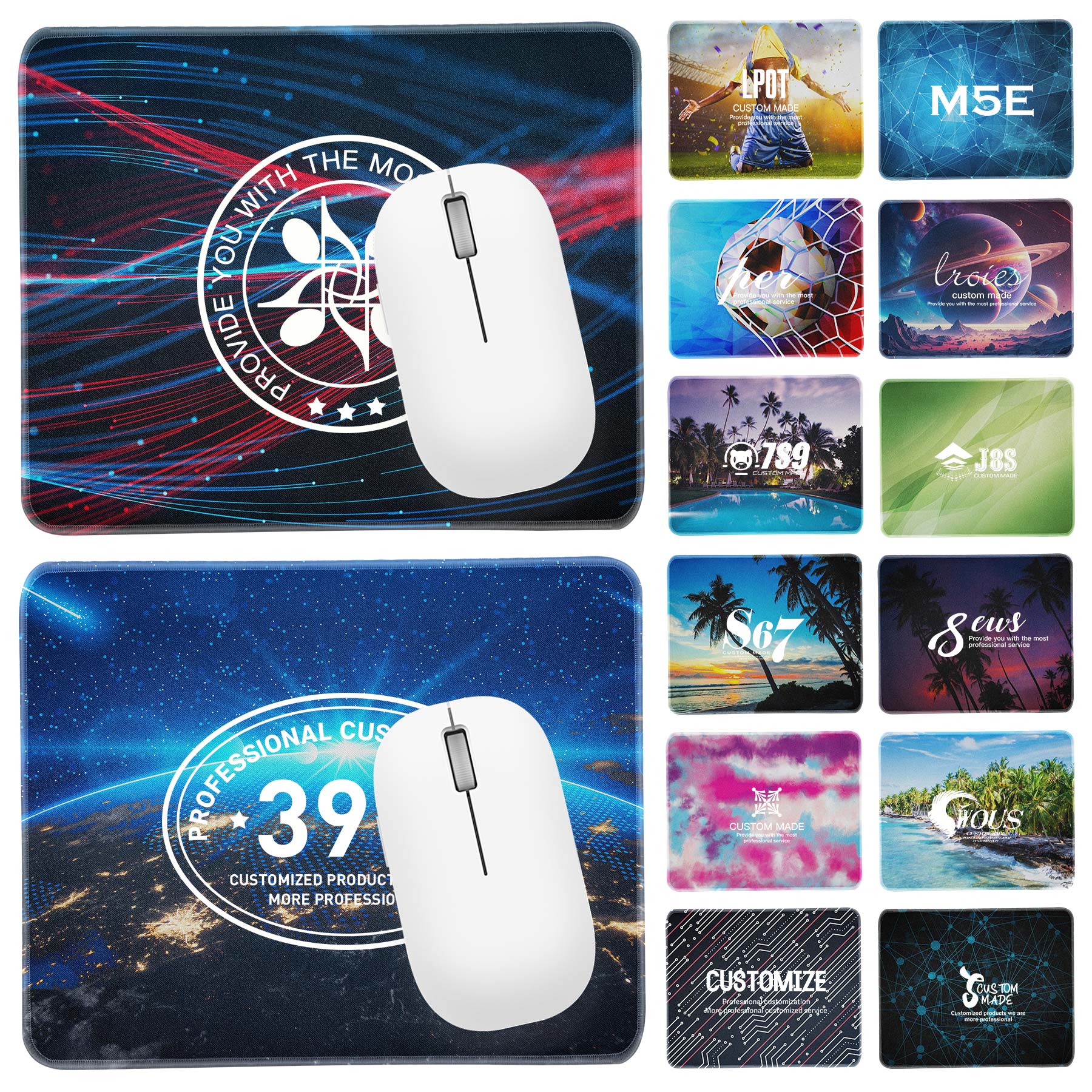 FlyFlyPromos - 8&quot; x 9&quot; Rubber Office Mouse Pads - Promotional Product
