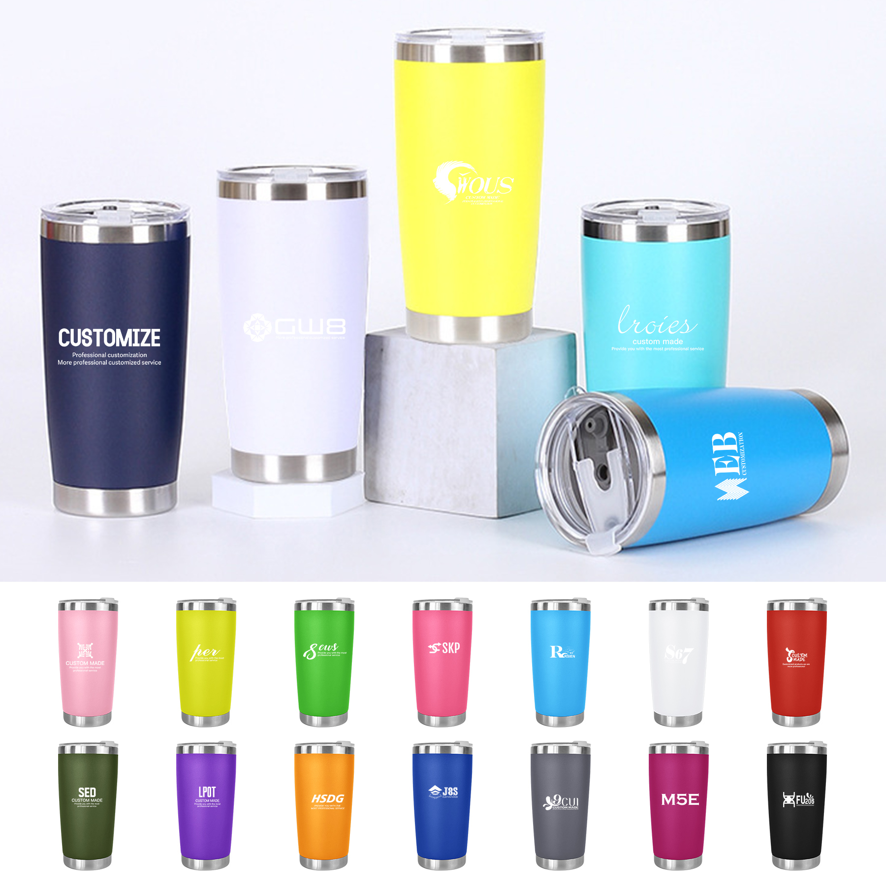 FlyFlyPromos - 20 OZ Insulated Vacuum Stainless Steel Tumbler - Promotional Product