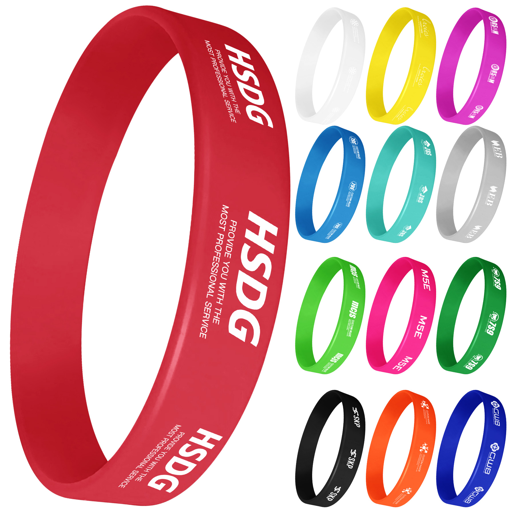 FlyFlyPromos - 8'' L x 1/2'' W  Silicone Wristband - Promotional Product