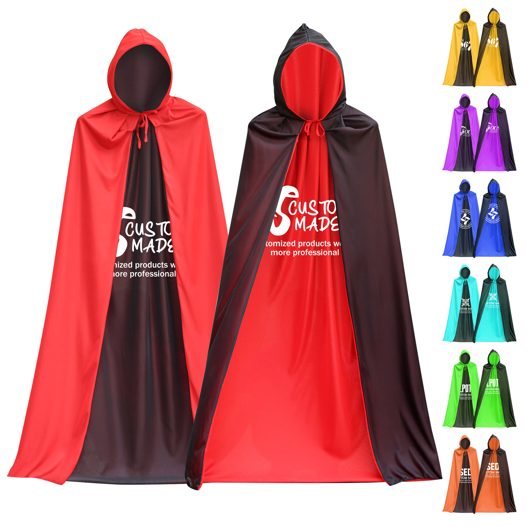 FlyFlyPromos - Double-sided Black Red Halloween Cape - Promotional Product