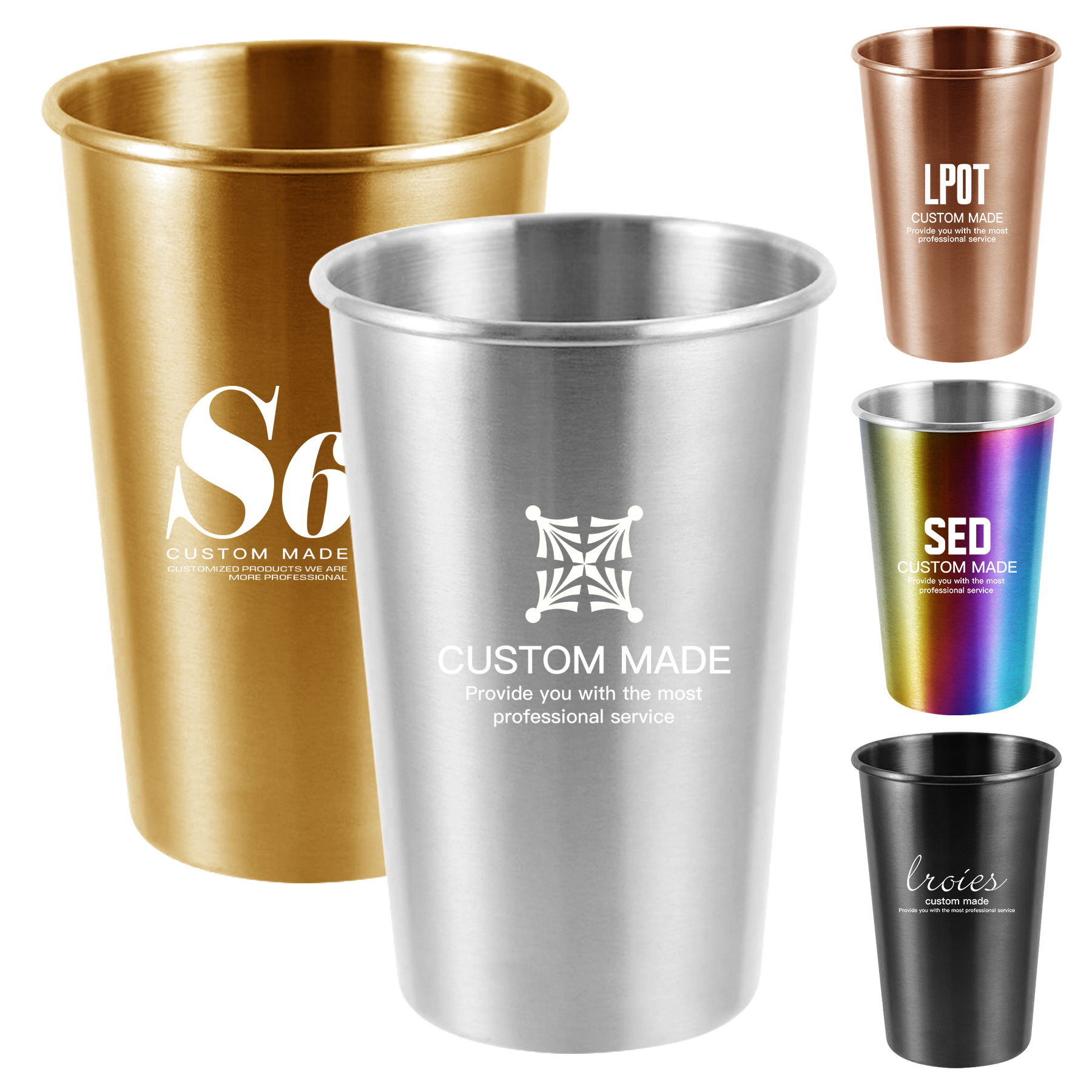 FlyFlyPromos - 16 oz Stainless Steel Pint Cup Water Tumbler - Promotional Product