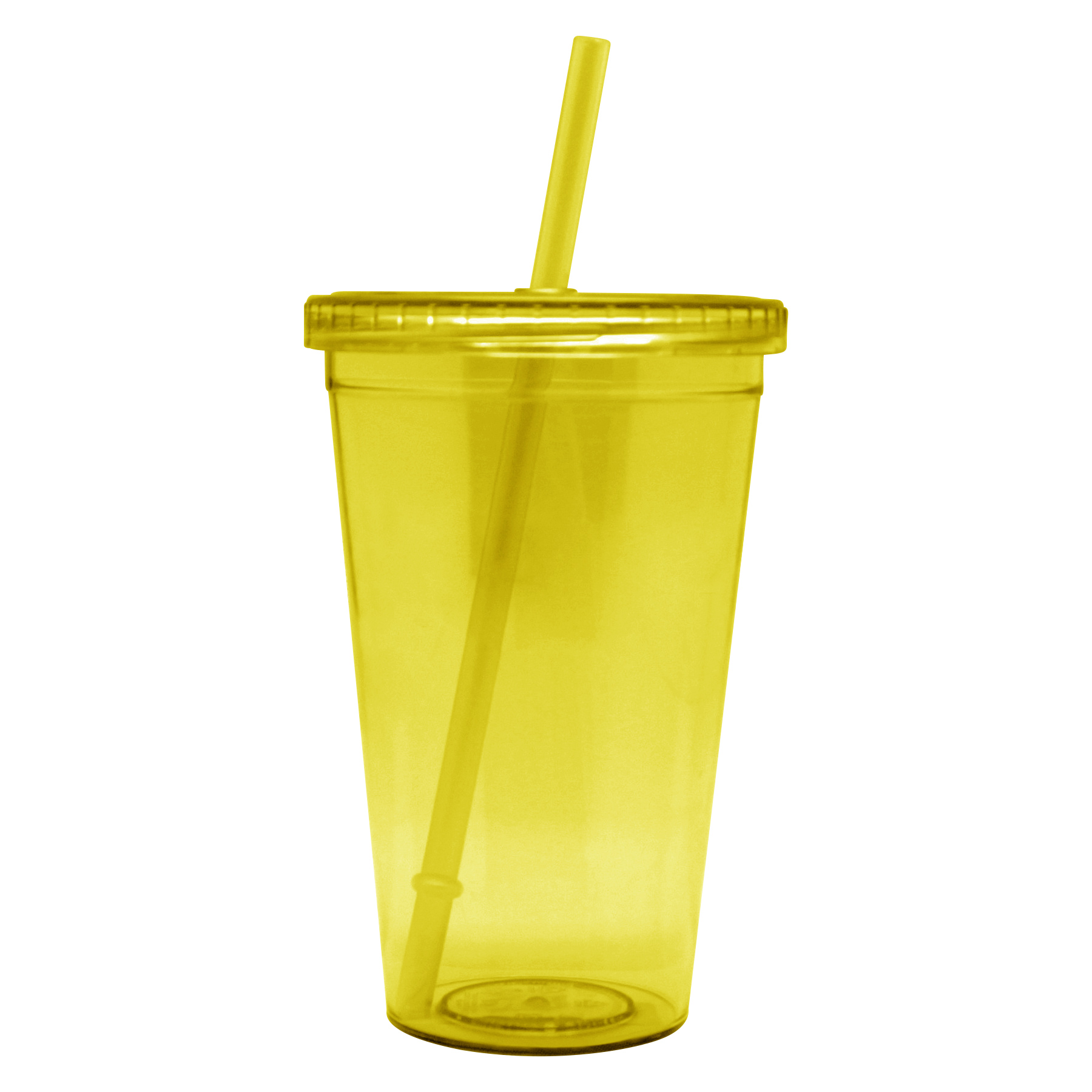 FlyFlyPromos - Double Wall Clear Plastic Cup With Lid And Straw Image 3 - Promotional Product