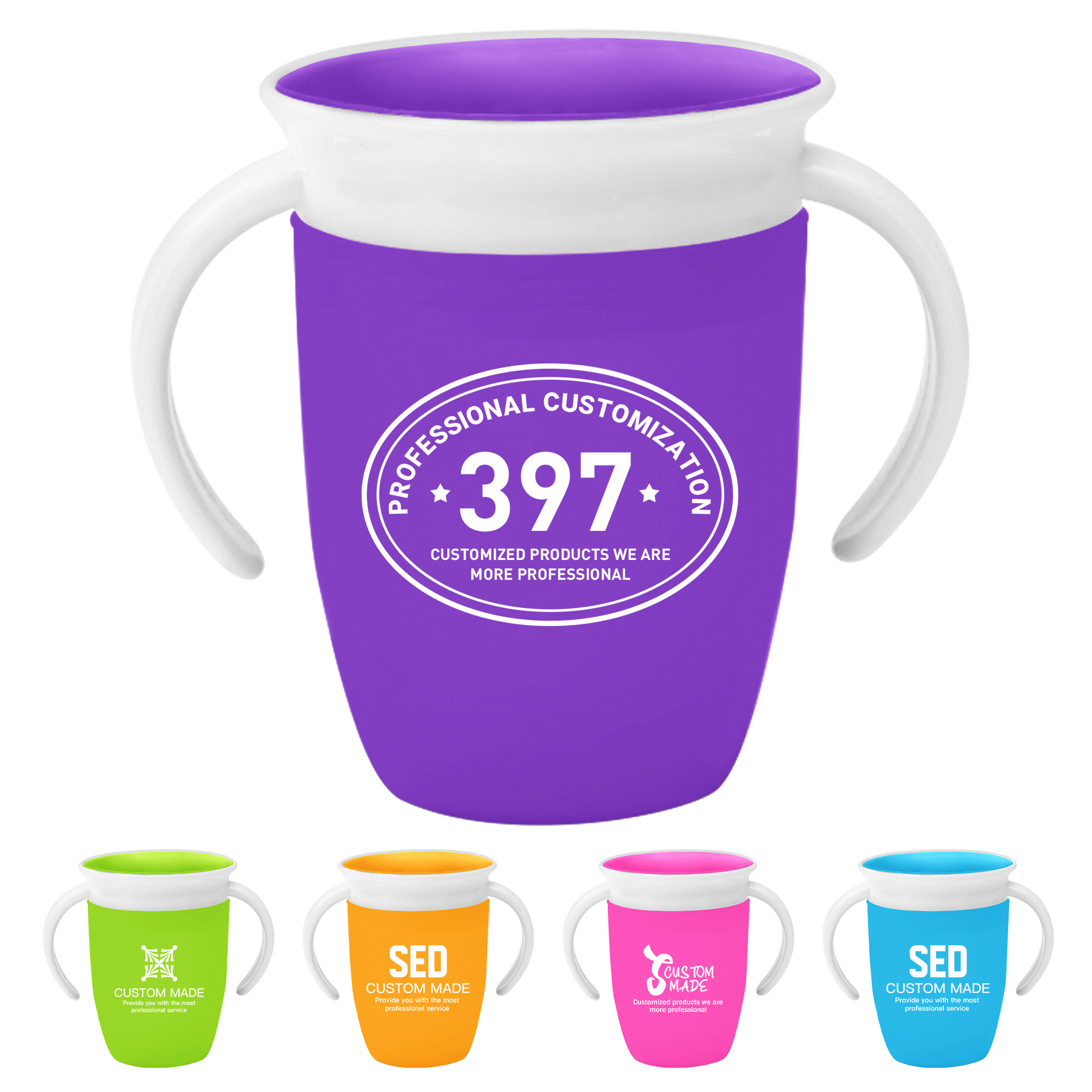 FlyFlyPromos - 7 ounce Sippy Cup with Handle and 360 Lid - Promotional Product