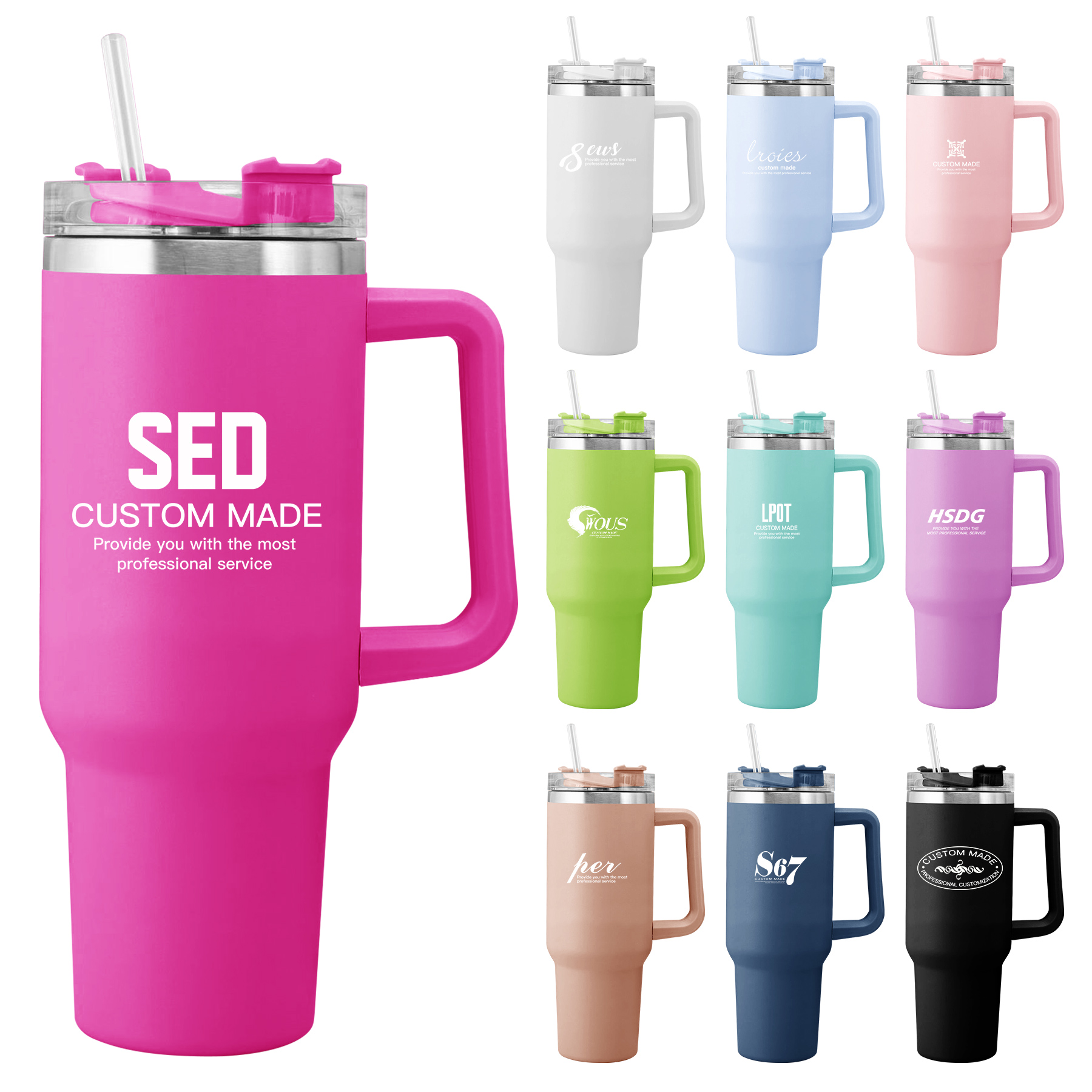 FlyFlyPromos - 40oz Stainless Vacuum Tumbler with Handle Image 1 - Promotional Product