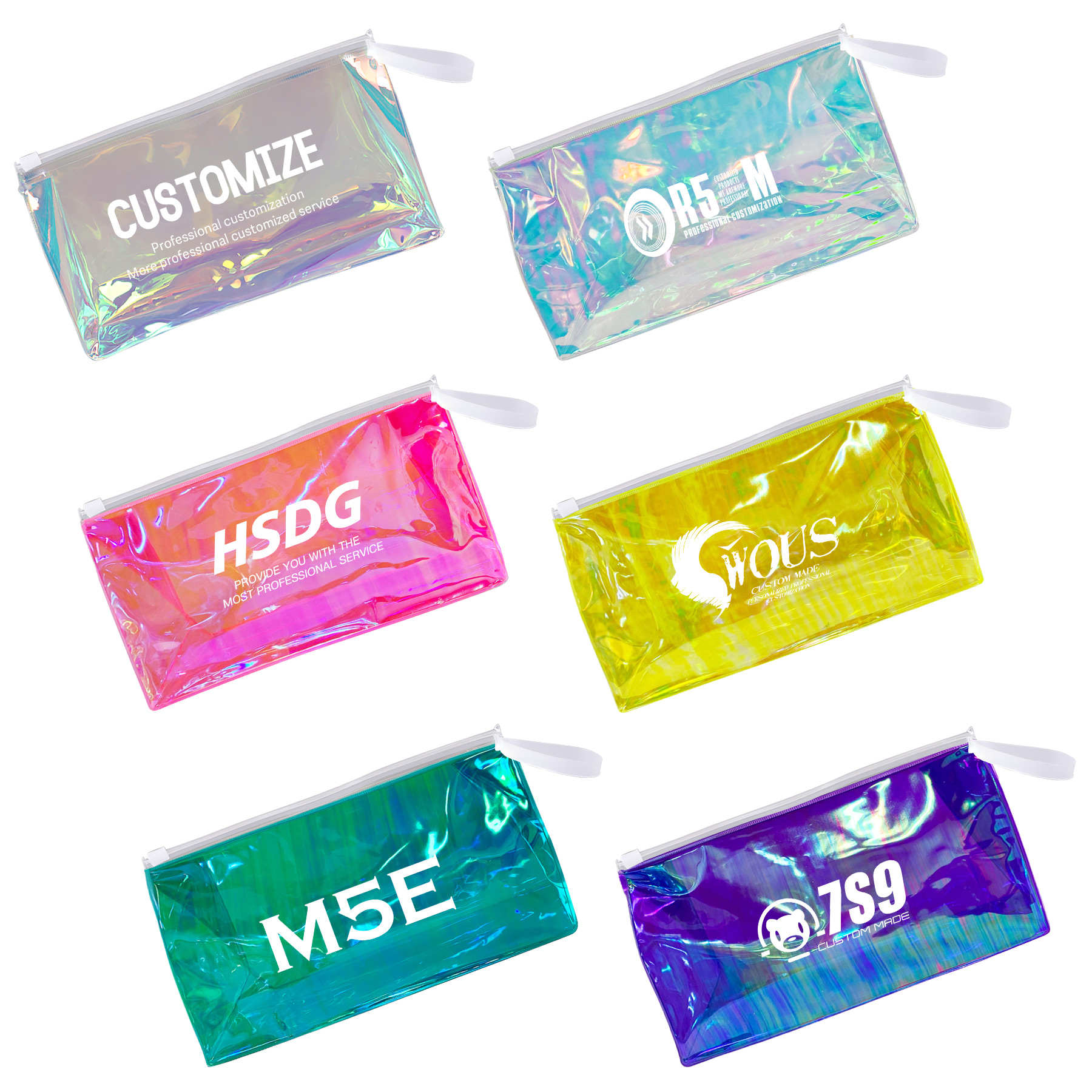 FlyFlyPromos - Holographic PVC Cosmetic Bag with Ziplock - Promotional Product