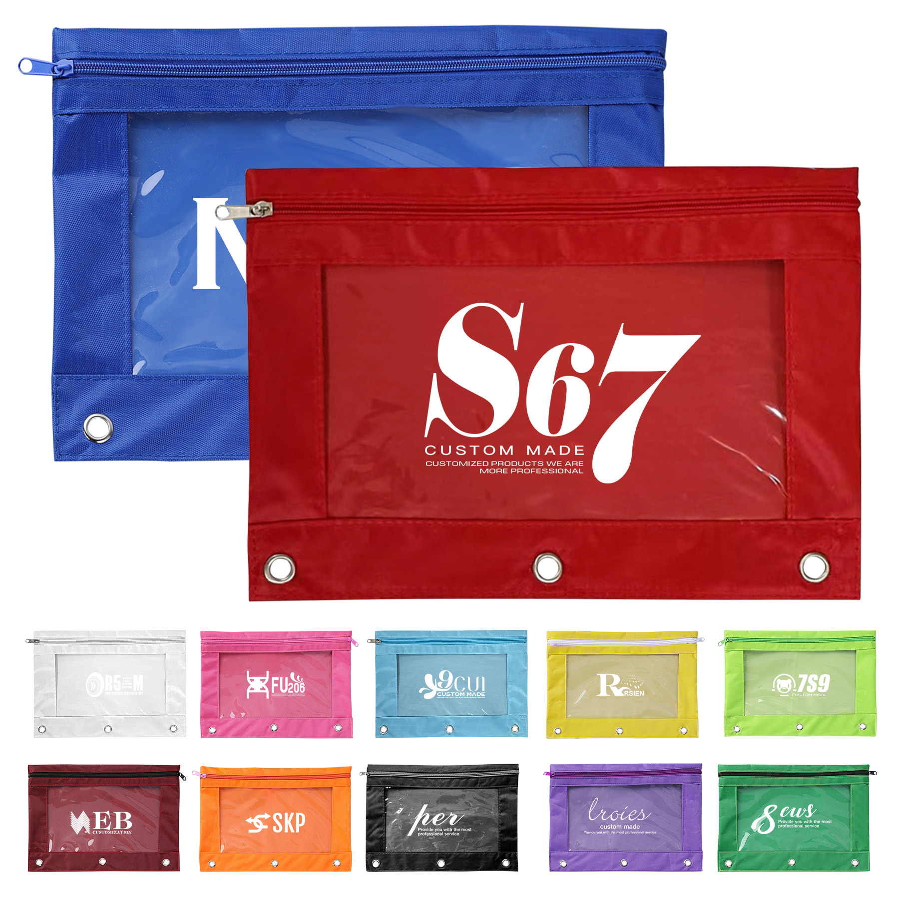 FlyFlyPromos - Three Ring Zipper Pencil Pouch - Promotional Product
