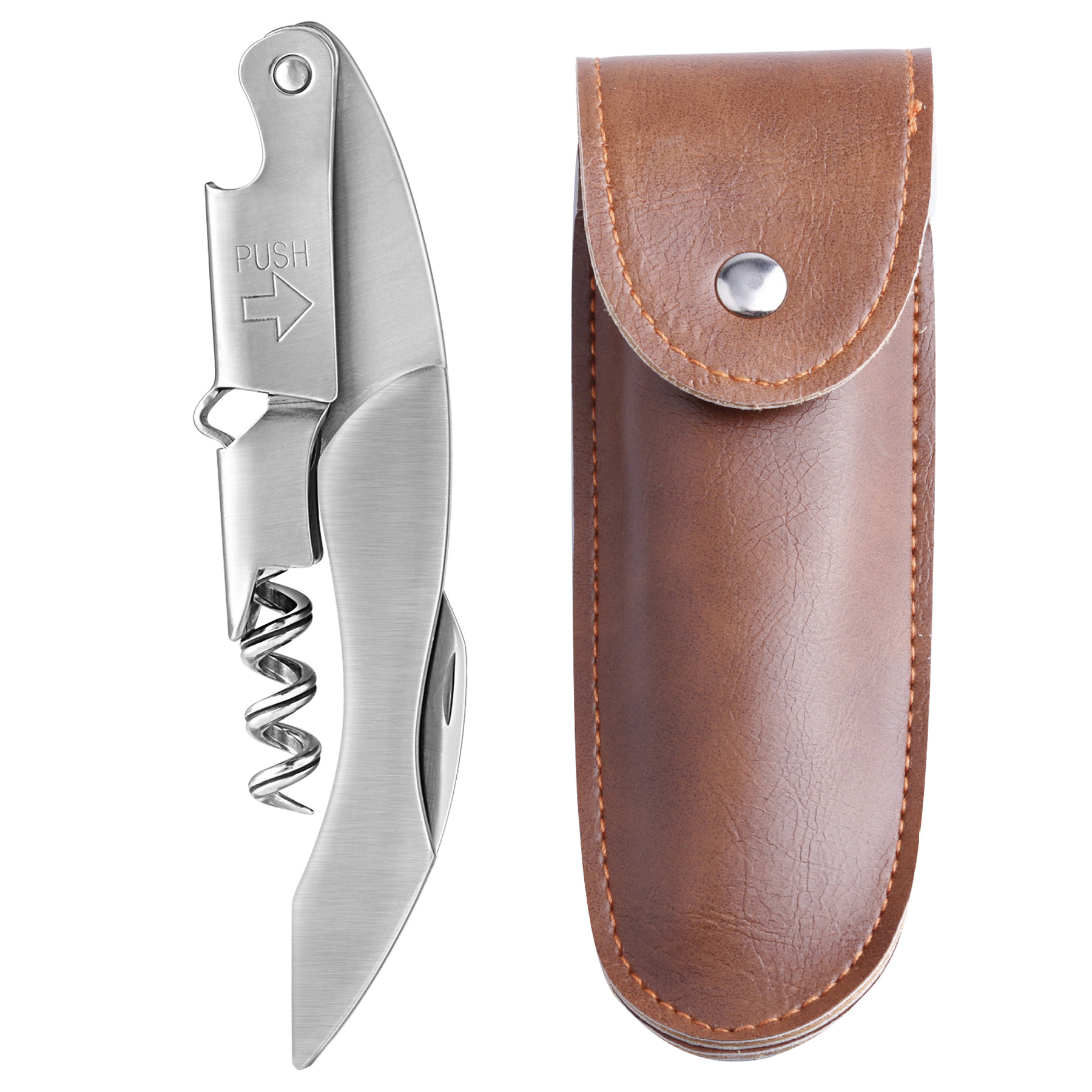 FlyFlyPromos - Wine Bottle Opener & Corkscrew Tool With Leather Case Image 18 - Promotional Product