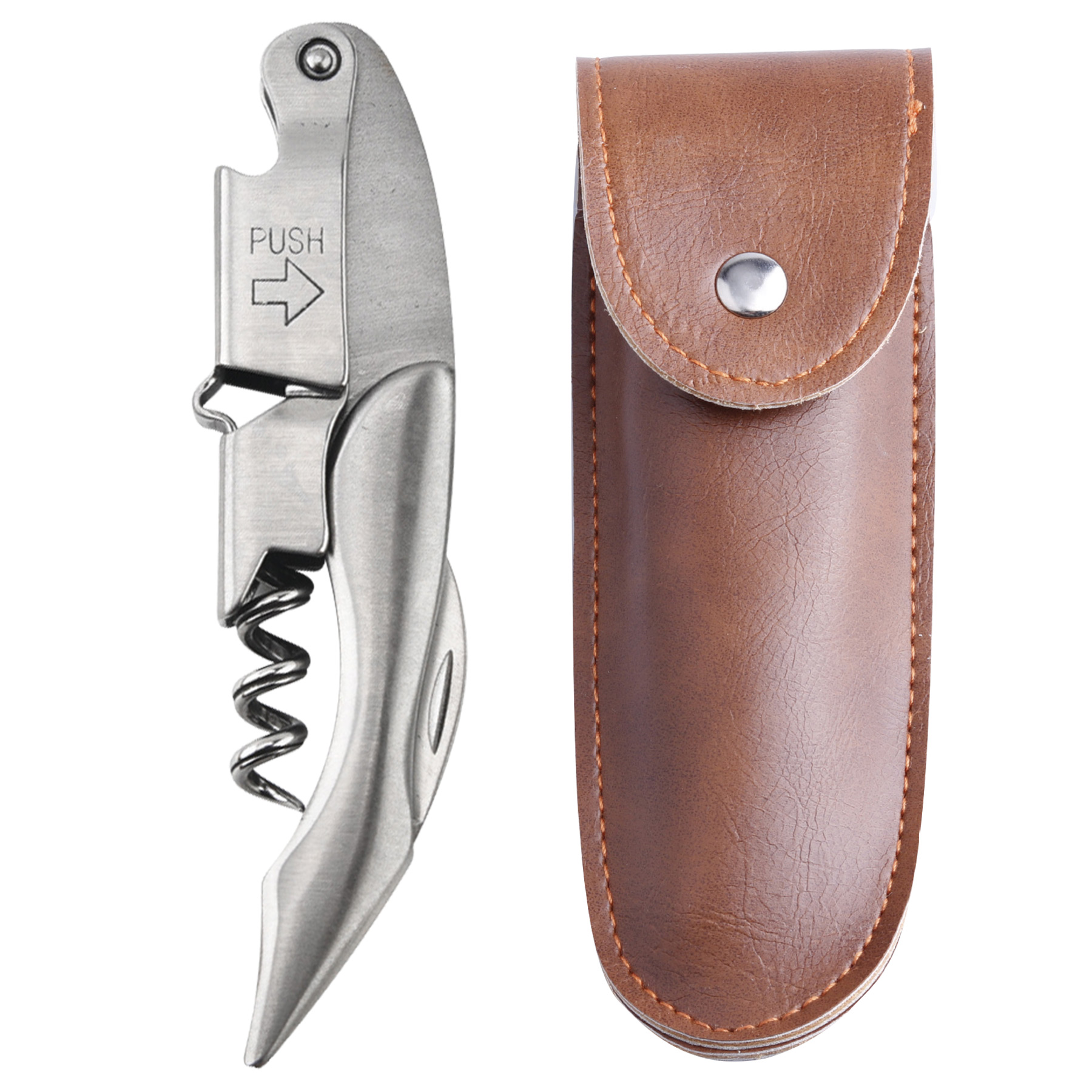 FlyFlyPromos - Wine Bottle Opener & Corkscrew Tool With Leather Case Image 17 - Promotional Product