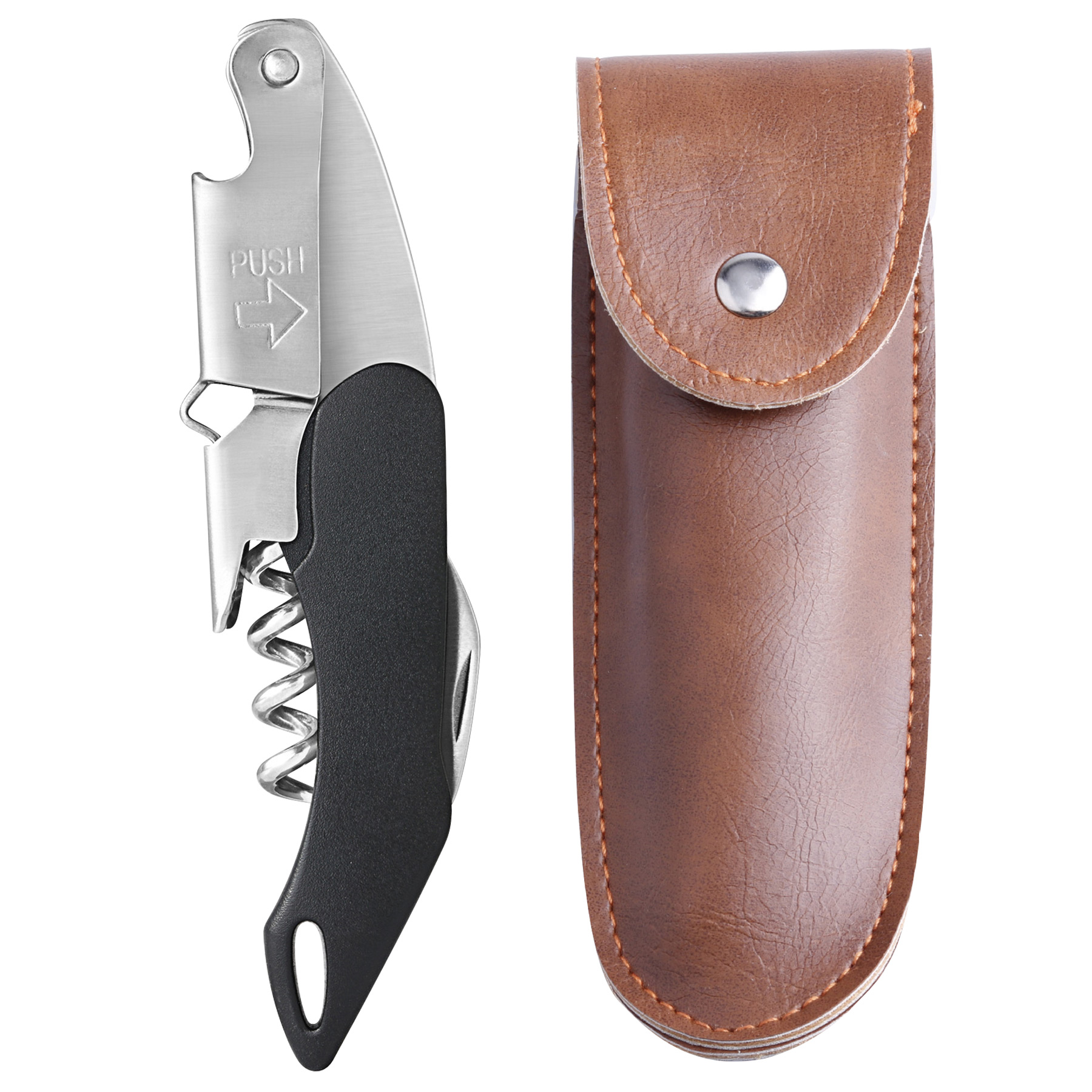 FlyFlyPromos - Wine Bottle Opener & Corkscrew Tool With Leather Case Image 16 - Promotional Product