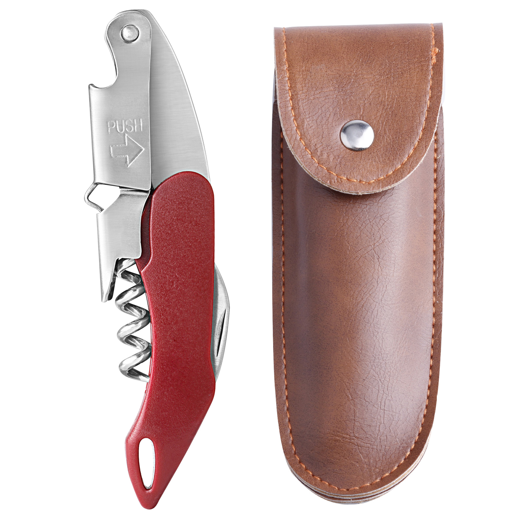 FlyFlyPromos - Wine Bottle Opener & Corkscrew Tool With Leather Case Image 12 - Promotional Product