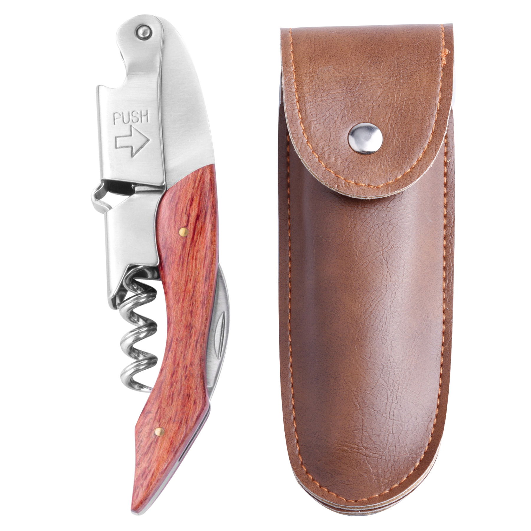 FlyFlyPromos - Wine Bottle Opener & Corkscrew Tool With Leather Case Image 11 - Promotional Product