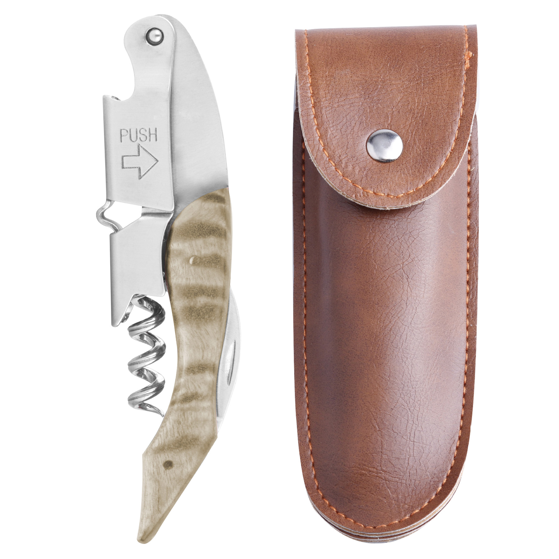 FlyFlyPromos - Wine Bottle Opener & Corkscrew Tool With Leather Case Image 10 - Promotional Product