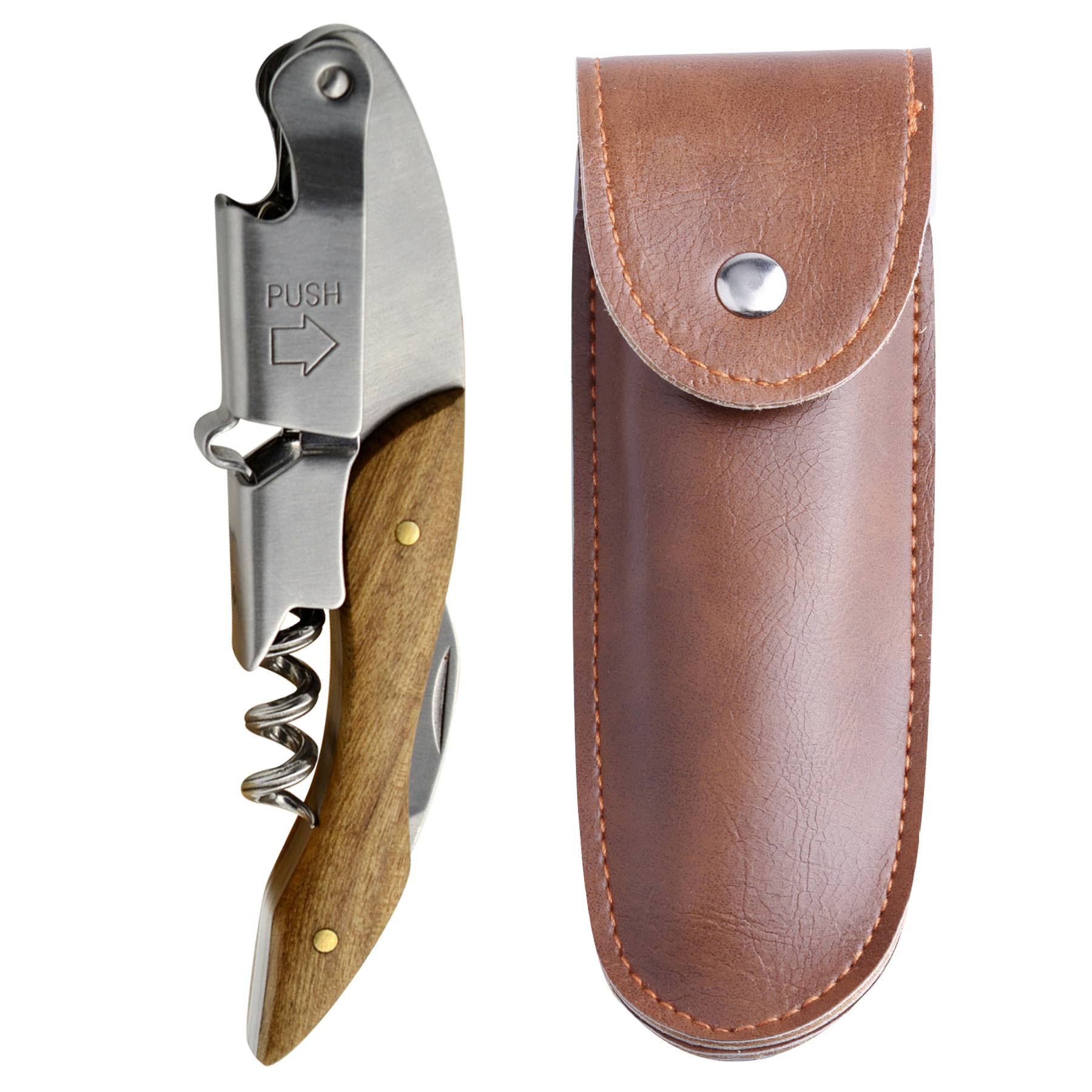 FlyFlyPromos - Wine Bottle Opener & Corkscrew Tool With Leather Case Image 9 - Promotional Product
