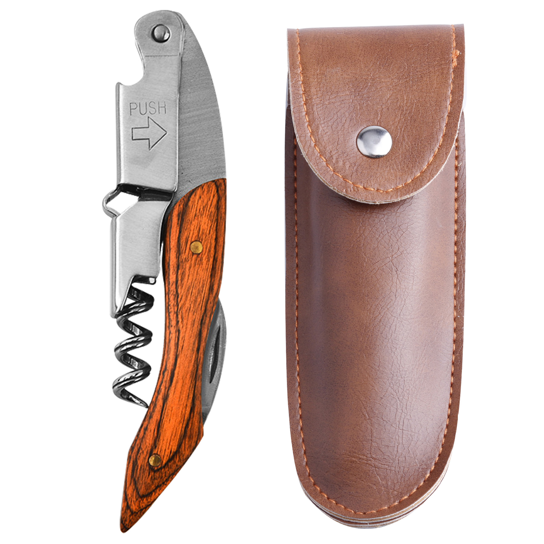 FlyFlyPromos - Wine Bottle Opener & Corkscrew Tool With Leather Case Image 6 - Promotional Product