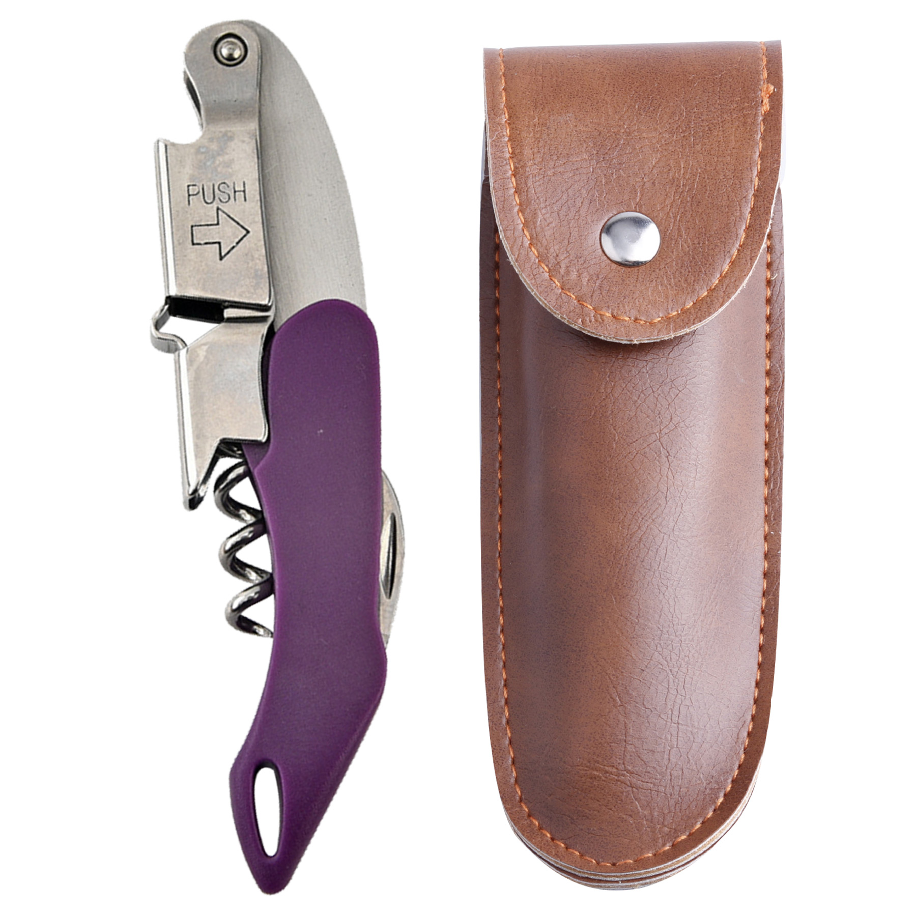 FlyFlyPromos - Wine Bottle Opener & Corkscrew Tool With Leather Case Image 5 - Promotional Product