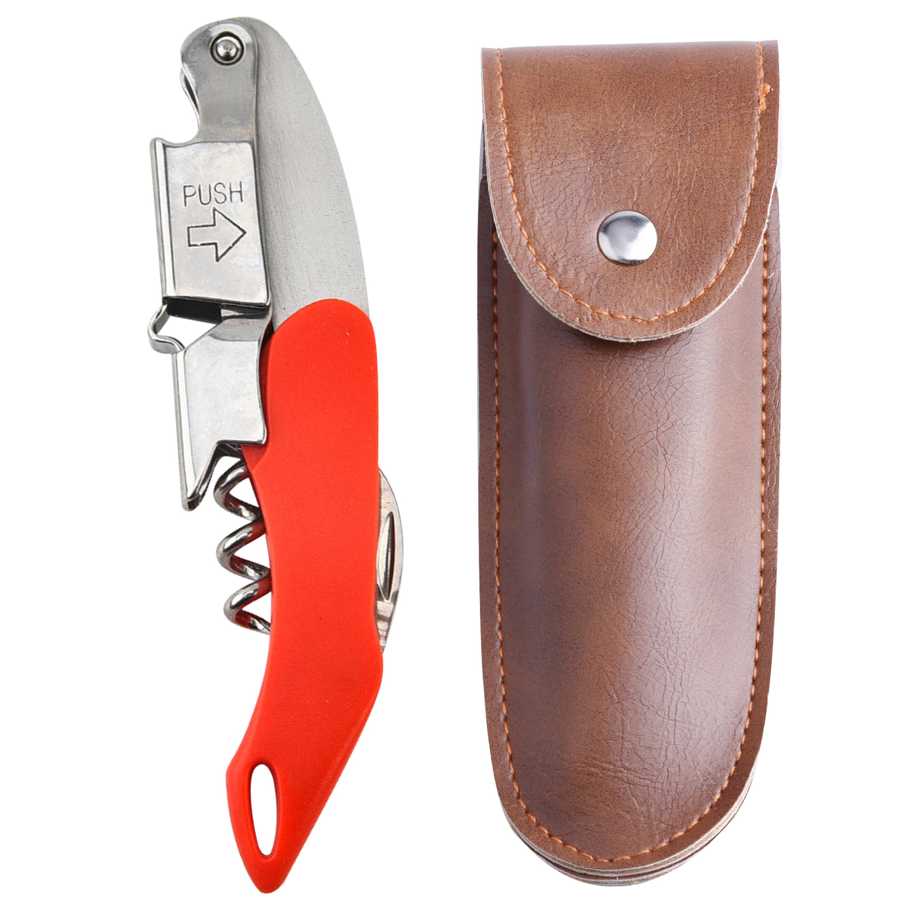 FlyFlyPromos - Wine Bottle Opener & Corkscrew Tool With Leather Case Image 4 - Promotional Product
