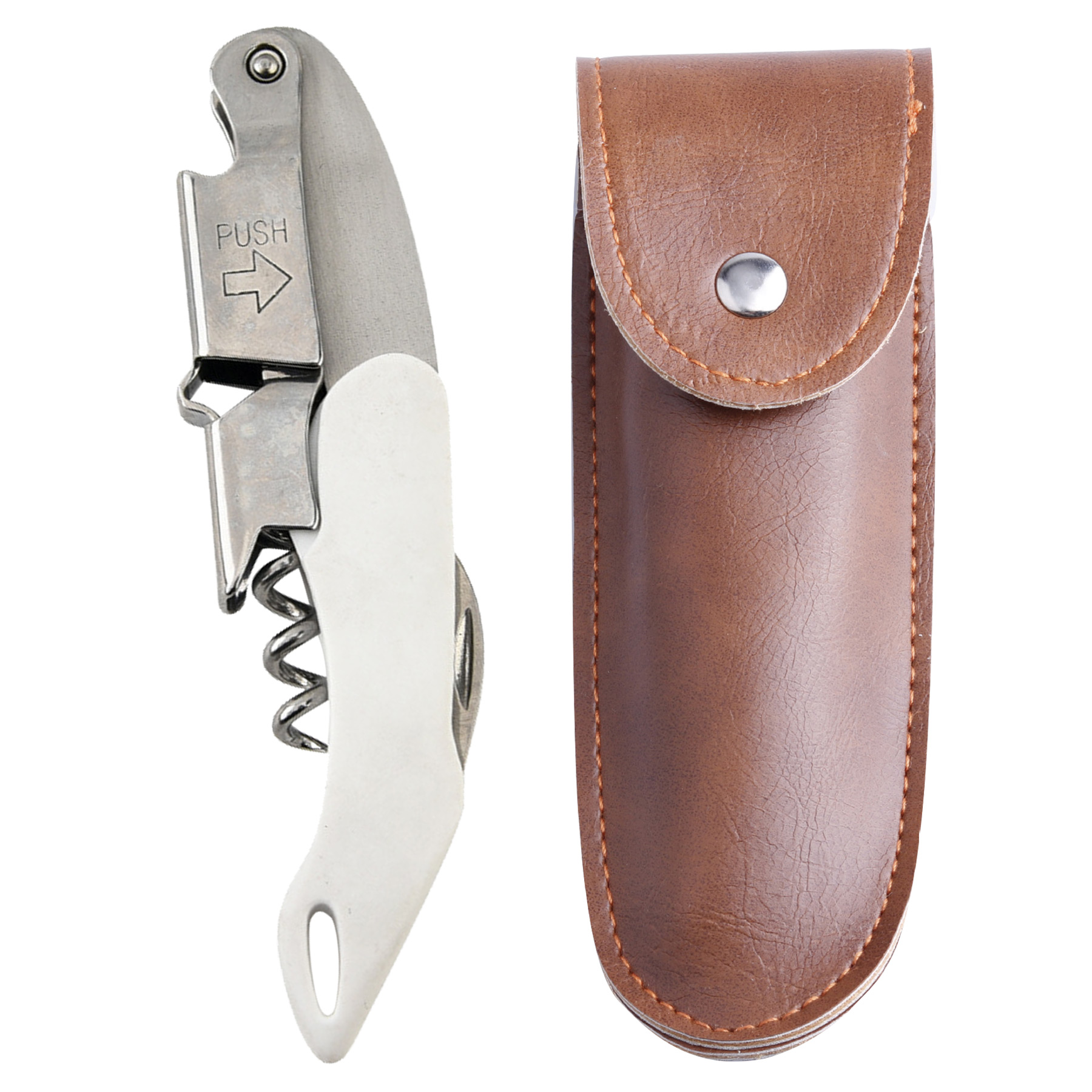 FlyFlyPromos - Wine Bottle Opener & Corkscrew Tool With Leather Case Image 3 - Promotional Product