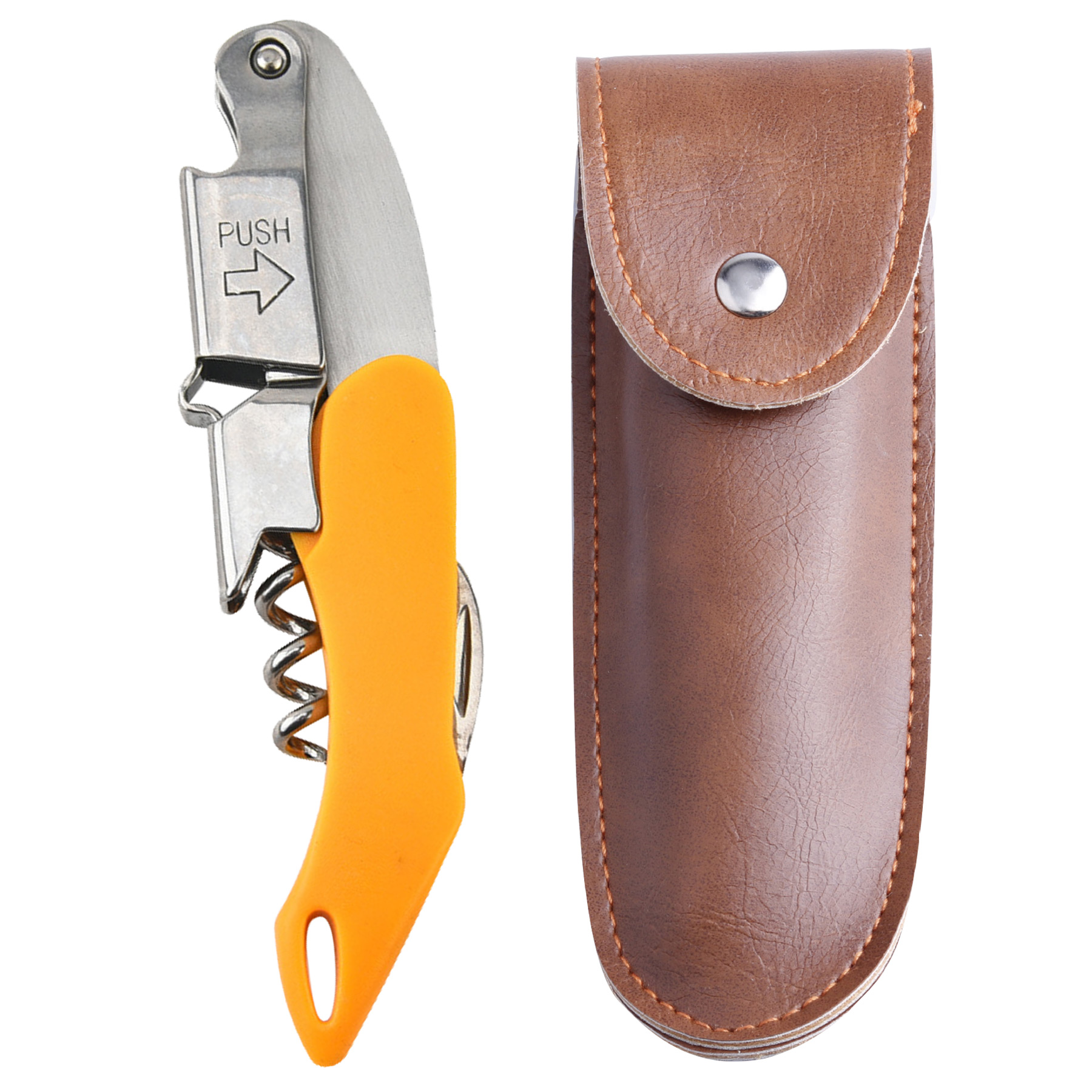 FlyFlyPromos - Wine Bottle Opener & Corkscrew Tool With Leather Case Image 2 - Promotional Product