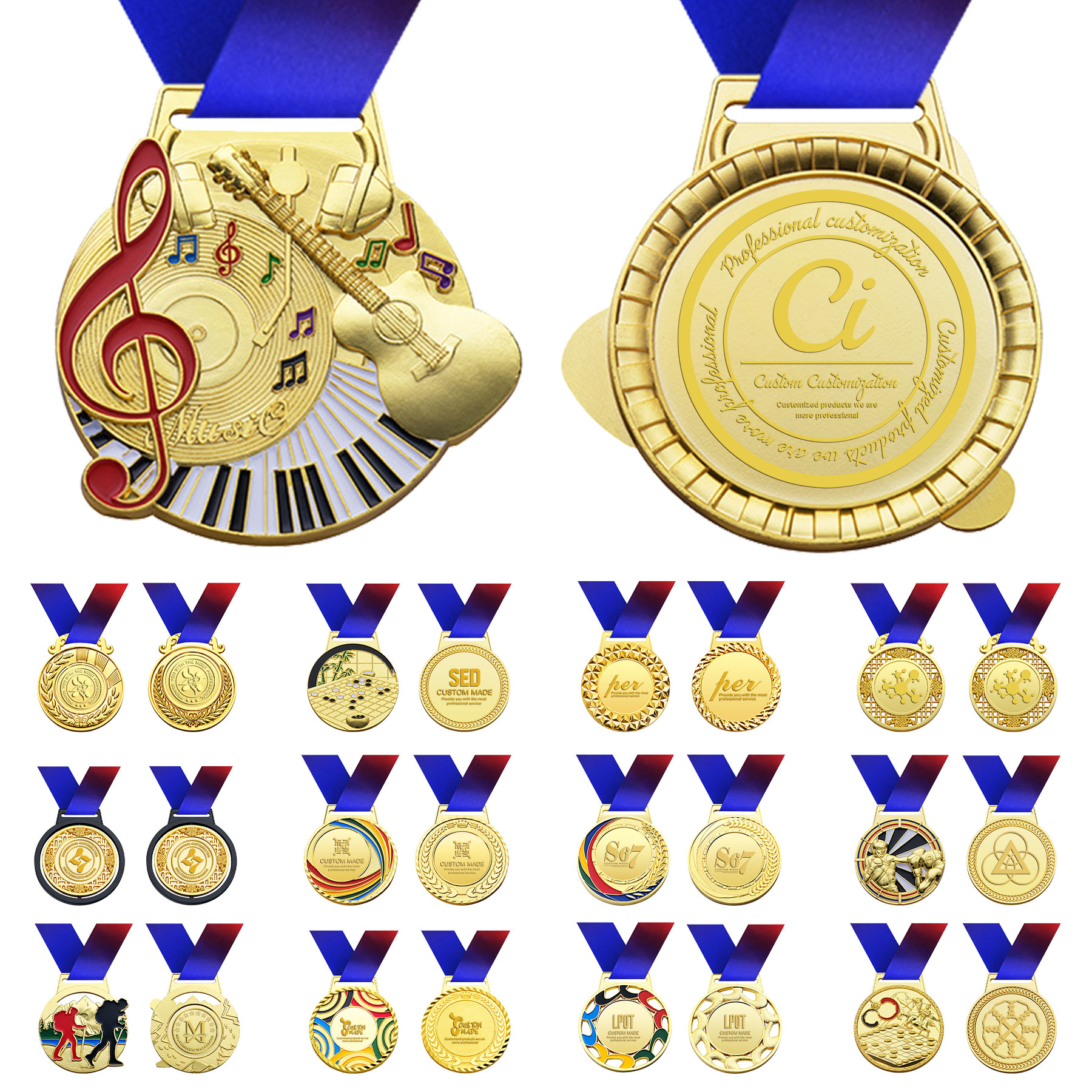 FlyFlyPromos - Gold Zinc Alloy Award Medals - Promotional Product