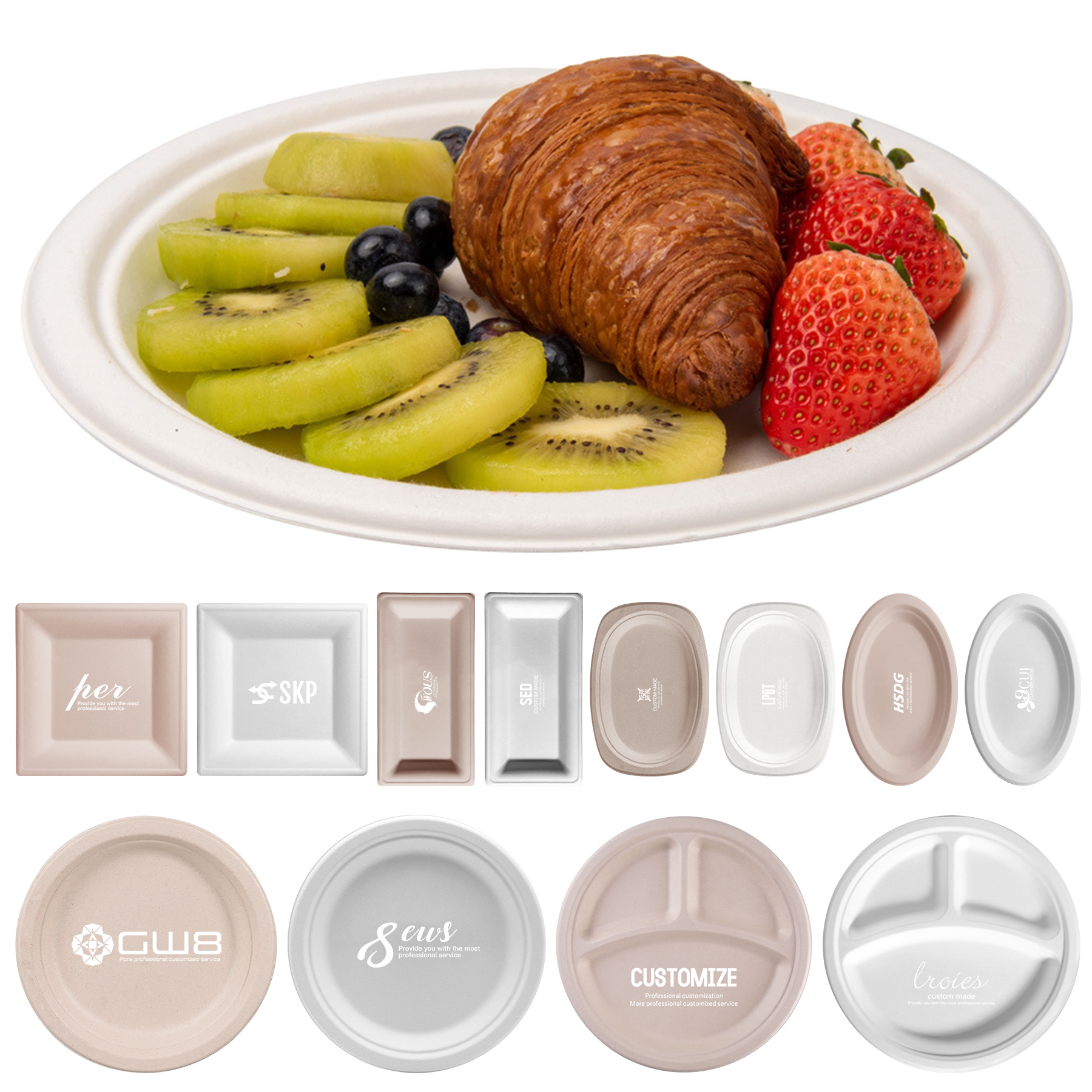 FlyFlyPromos - Disposable 9'' Round  Paper Plate - Promotional Product
