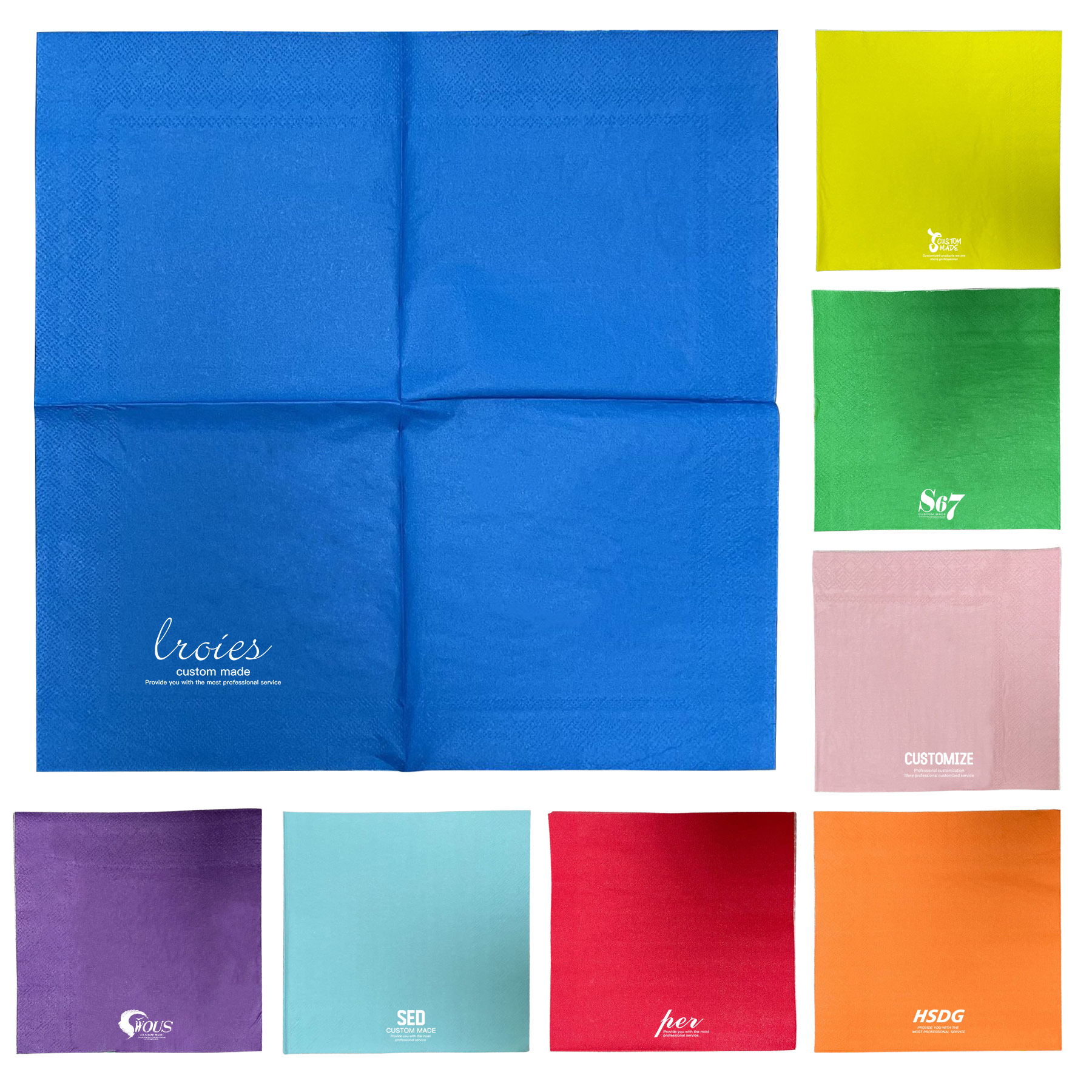 FlyFlyPromos - 2 Ply 5'' Custom Colorful Cocktail Napkins Image 2 - Promotional Product