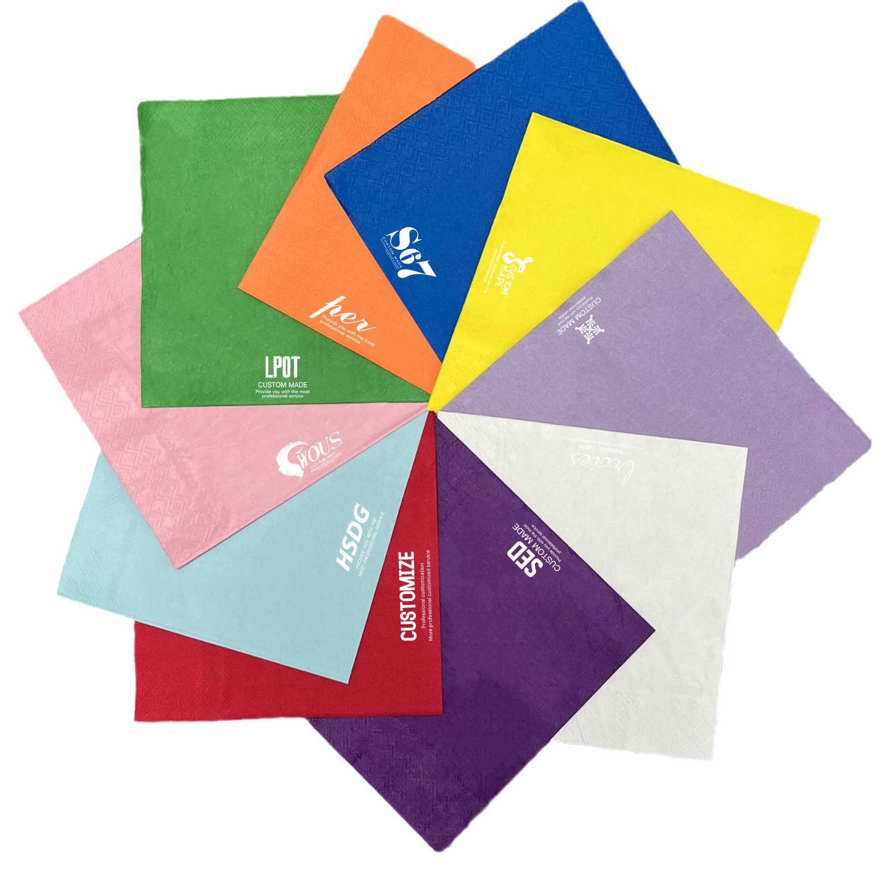 FlyFlyPromos - 2 Ply 5'' Custom Colorful Cocktail Napkins - Promotional Product