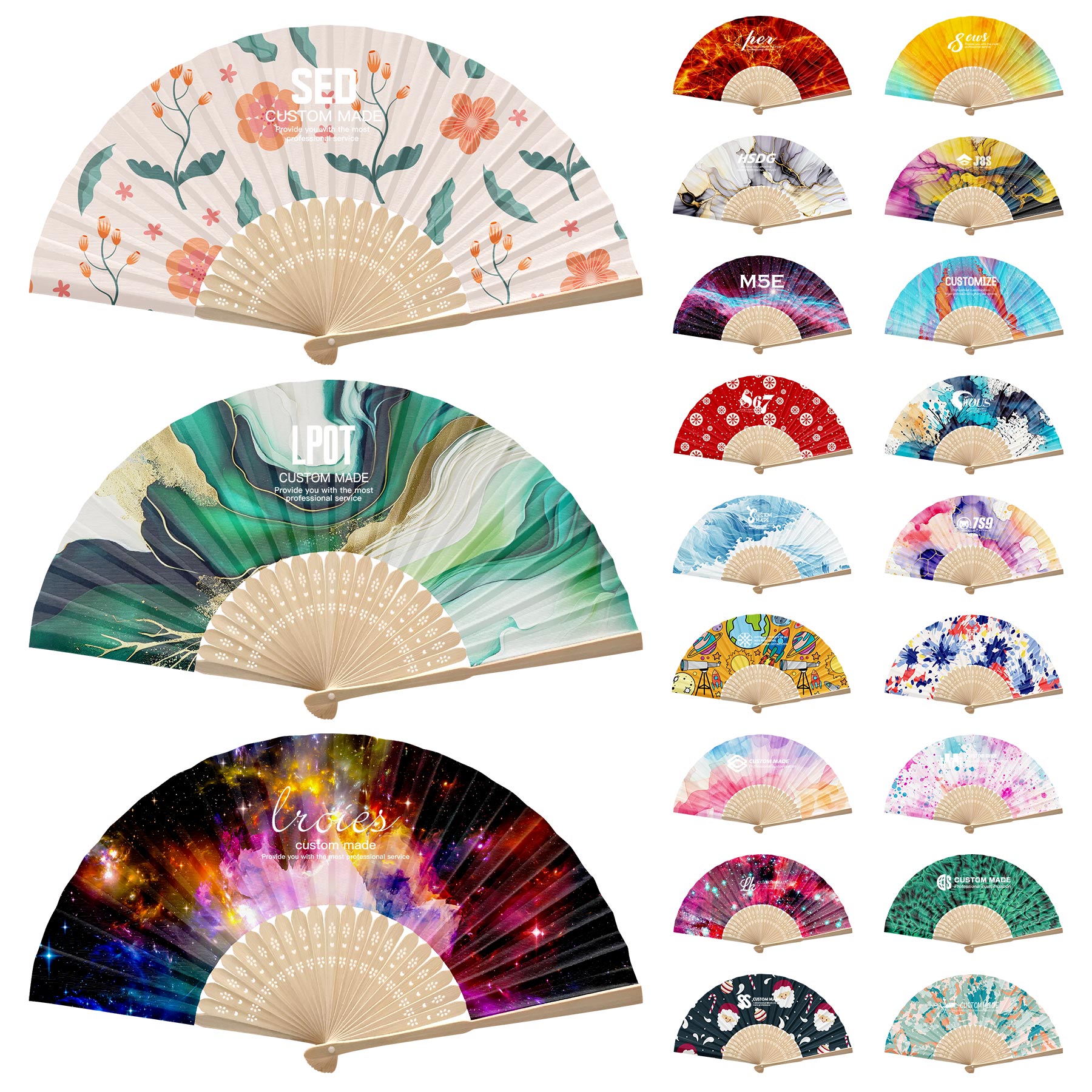 FlyFlyPromos - Foldable Bamboo Fan - Promotional Product