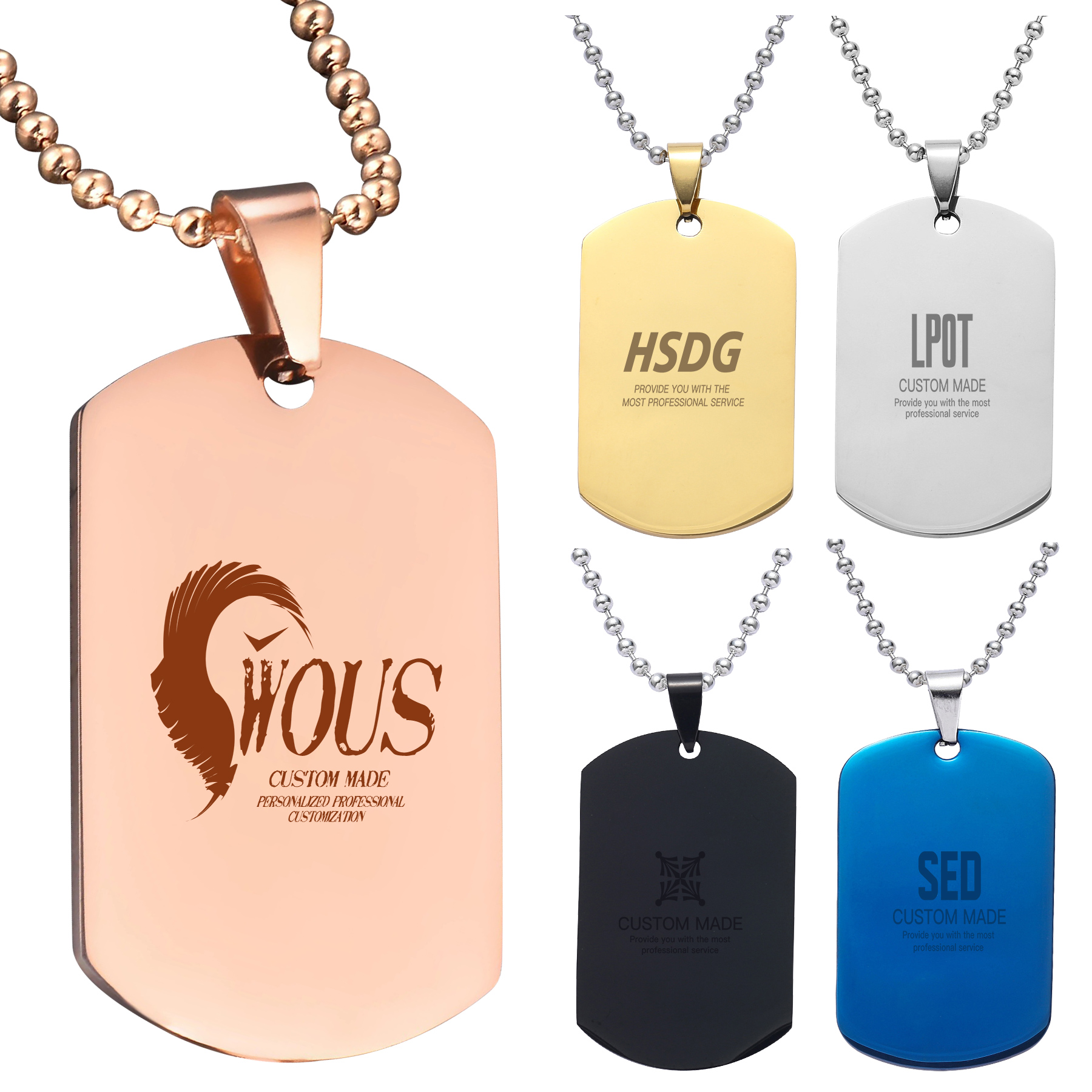 FlyFlyPromos - Stainless Steel DecorationsTag Military Style Necklace - Promotional Product
