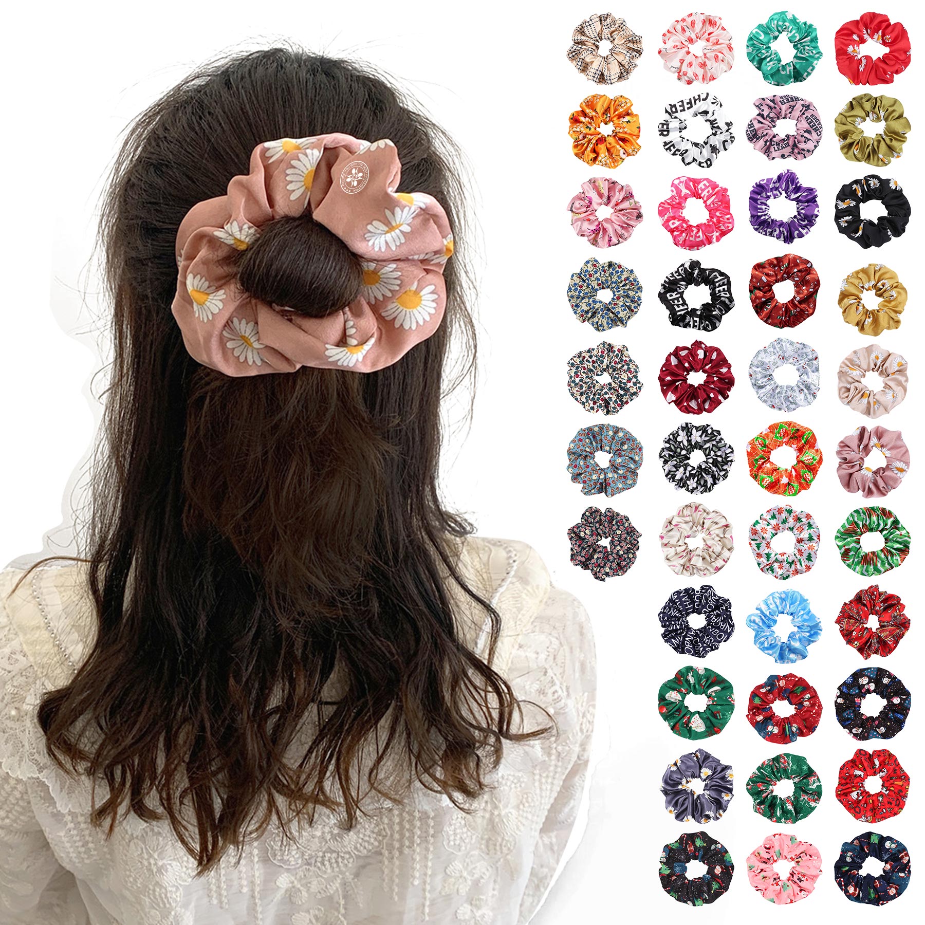 FlyFlyPromos - Full Color Printed Satin Silk Hair Scrunchies - Promotional Product