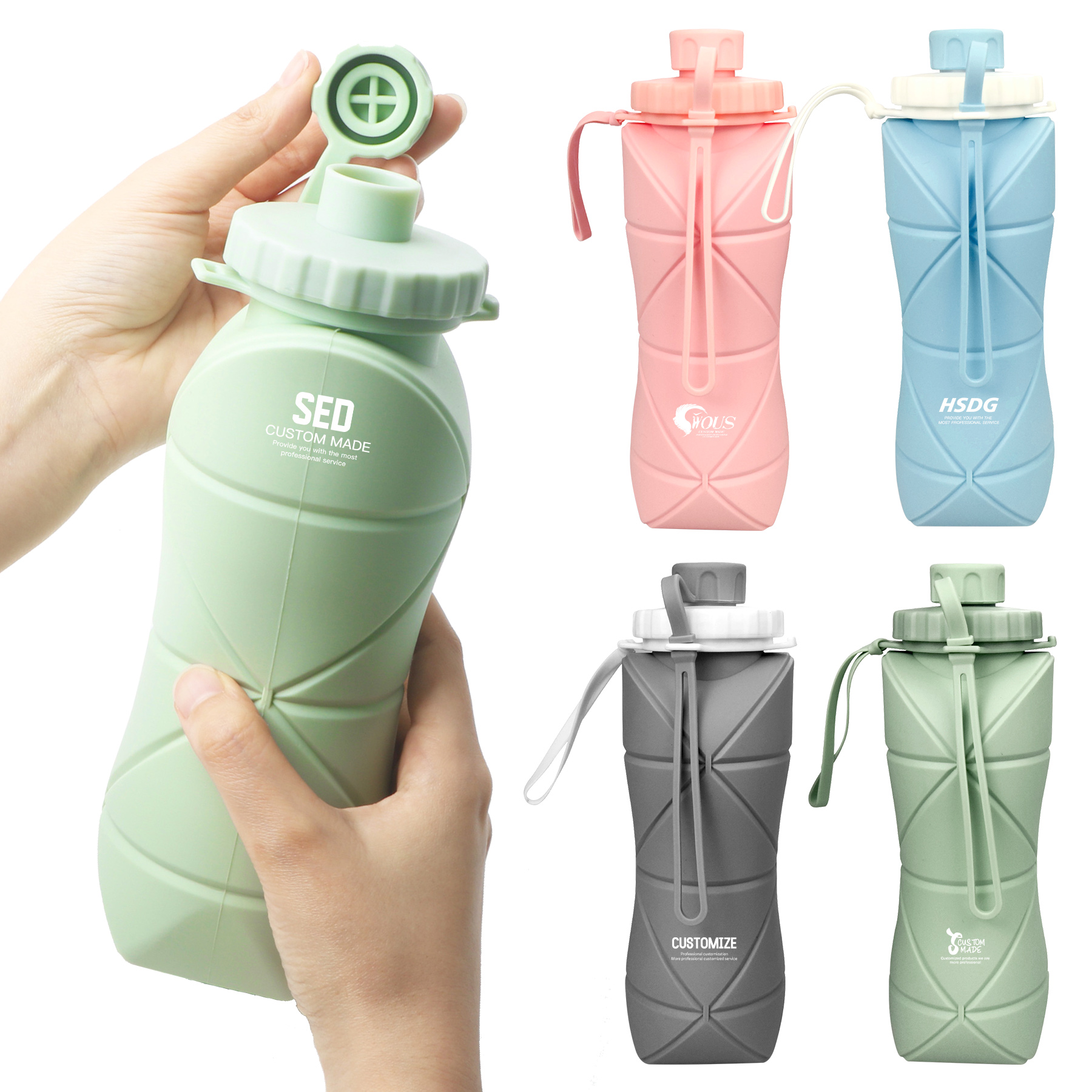 FlyFlyPromos - Creative Silicone Folding Water Bottle - Promotional Product