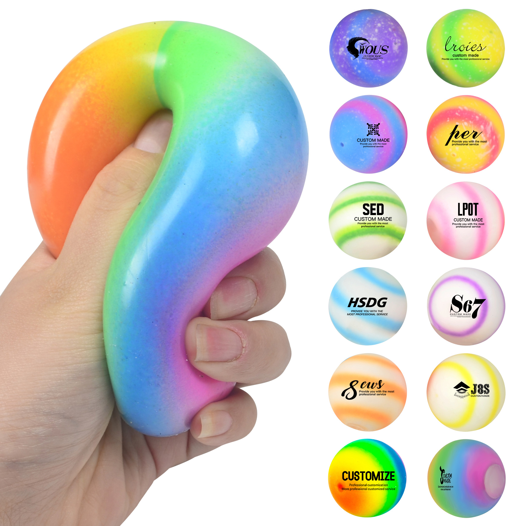 FlyFlyPromos - Rainbow Stress Relief Ball Image 1 - Promotional Product