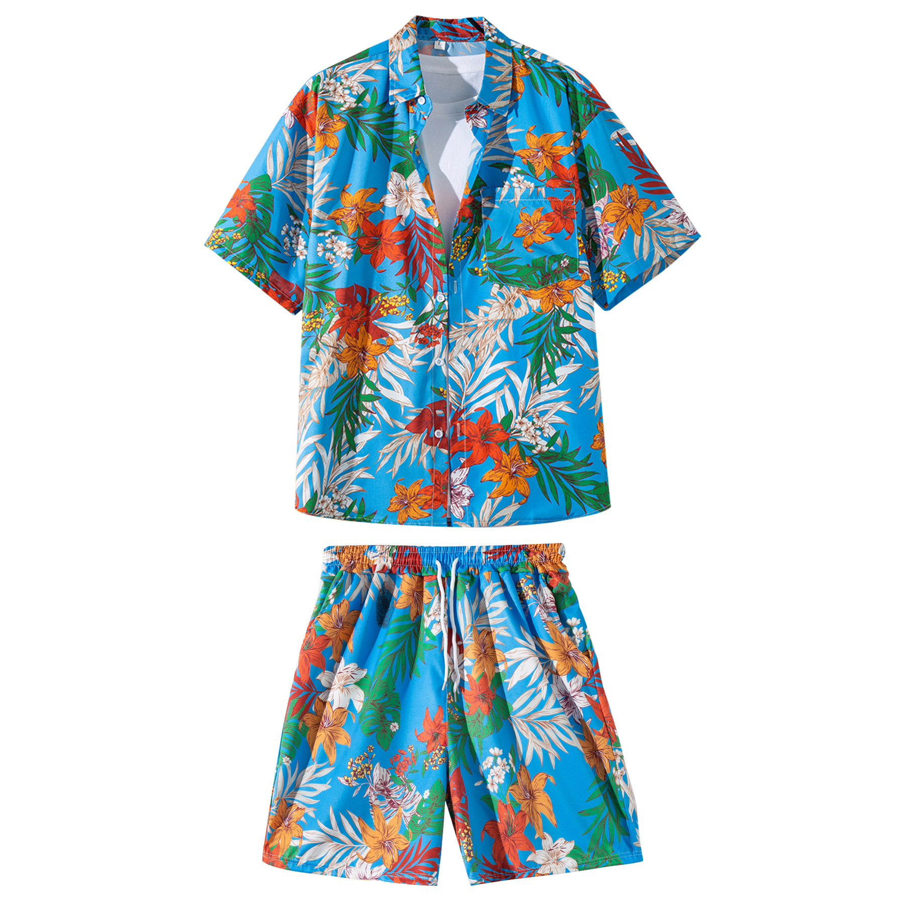 FlyFlyPromos - 2 Pieces Hawaiian Shirts And Shorts Sets Image 5 - Promotional Product