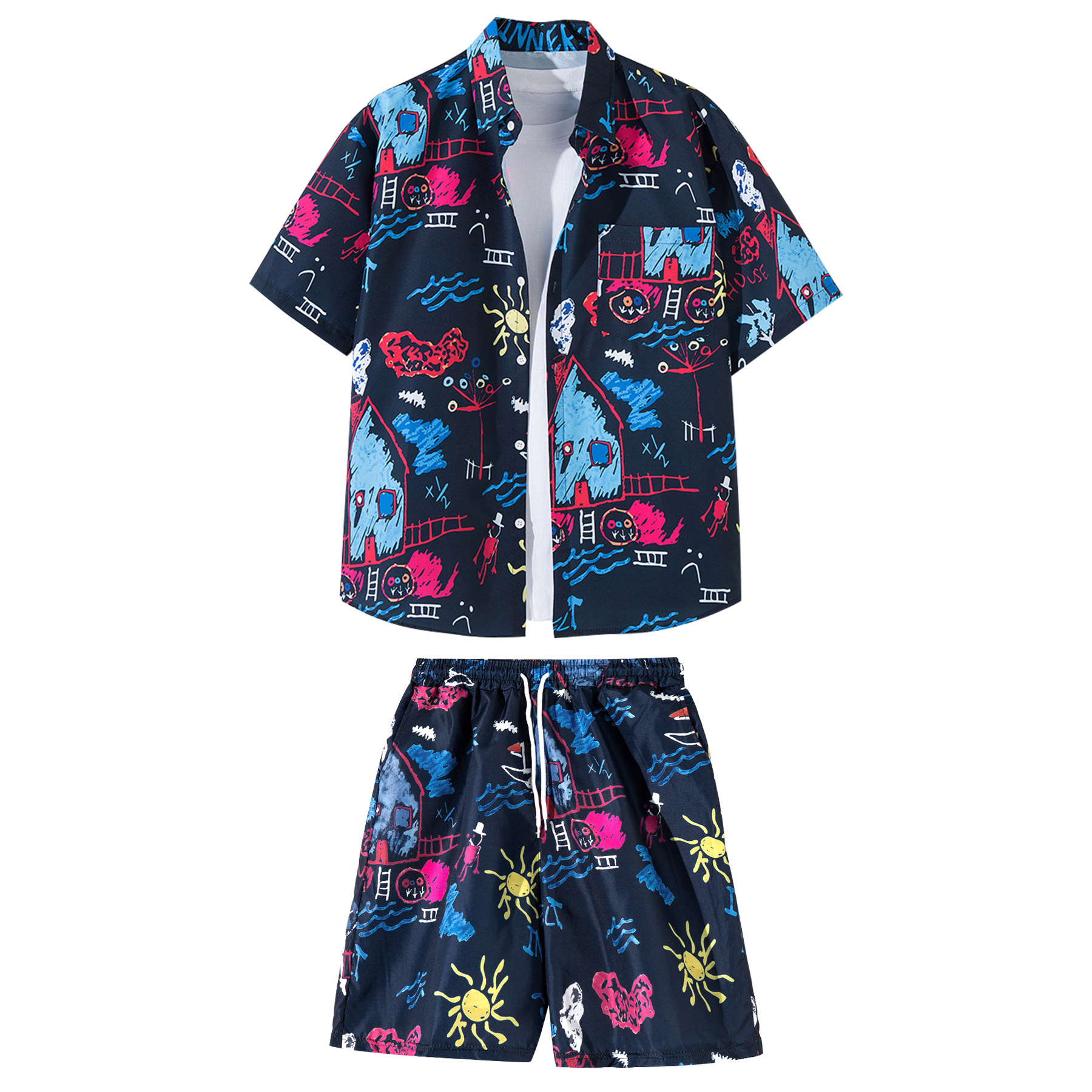 FlyFlyPromos - 2 Pieces Hawaiian Shirts And Shorts Sets Image 16 - Promotional Product