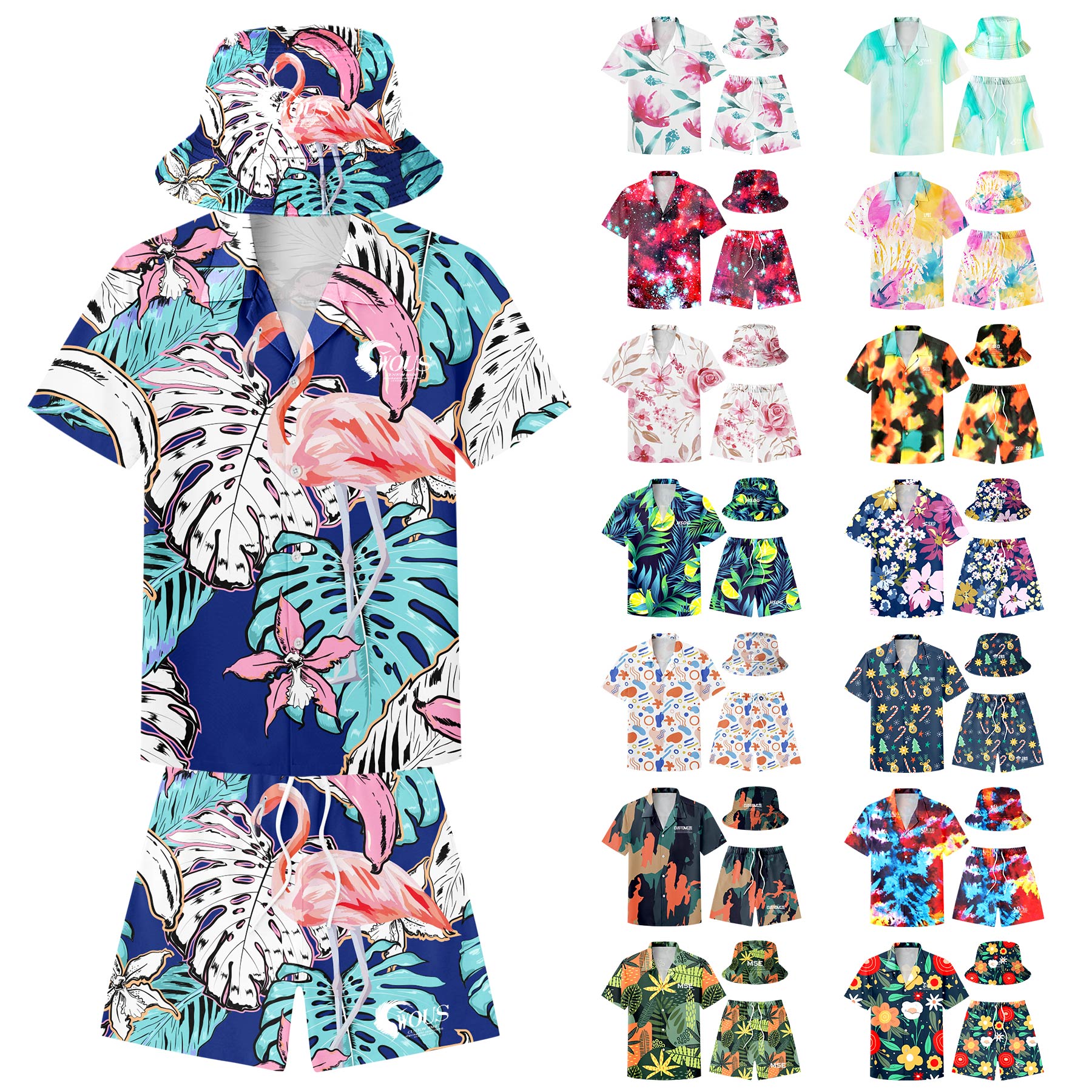 FlyFlyPromos - Hawaiian Shirts, Shorts And Bucket Hats Sets - Promotional Product