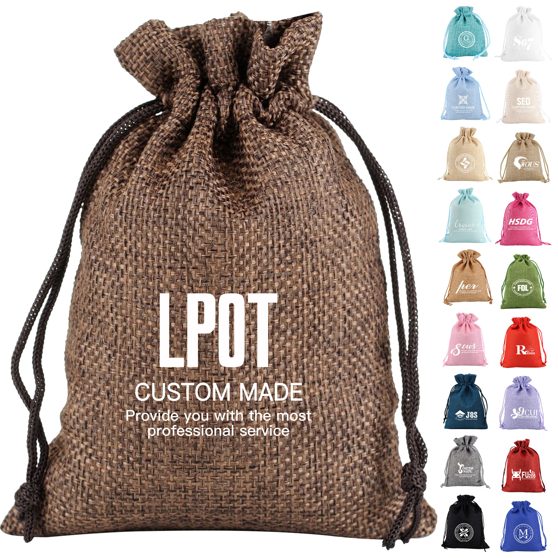 FlyFlyPromos - Burlap Drawstring Bag - Promotional Product