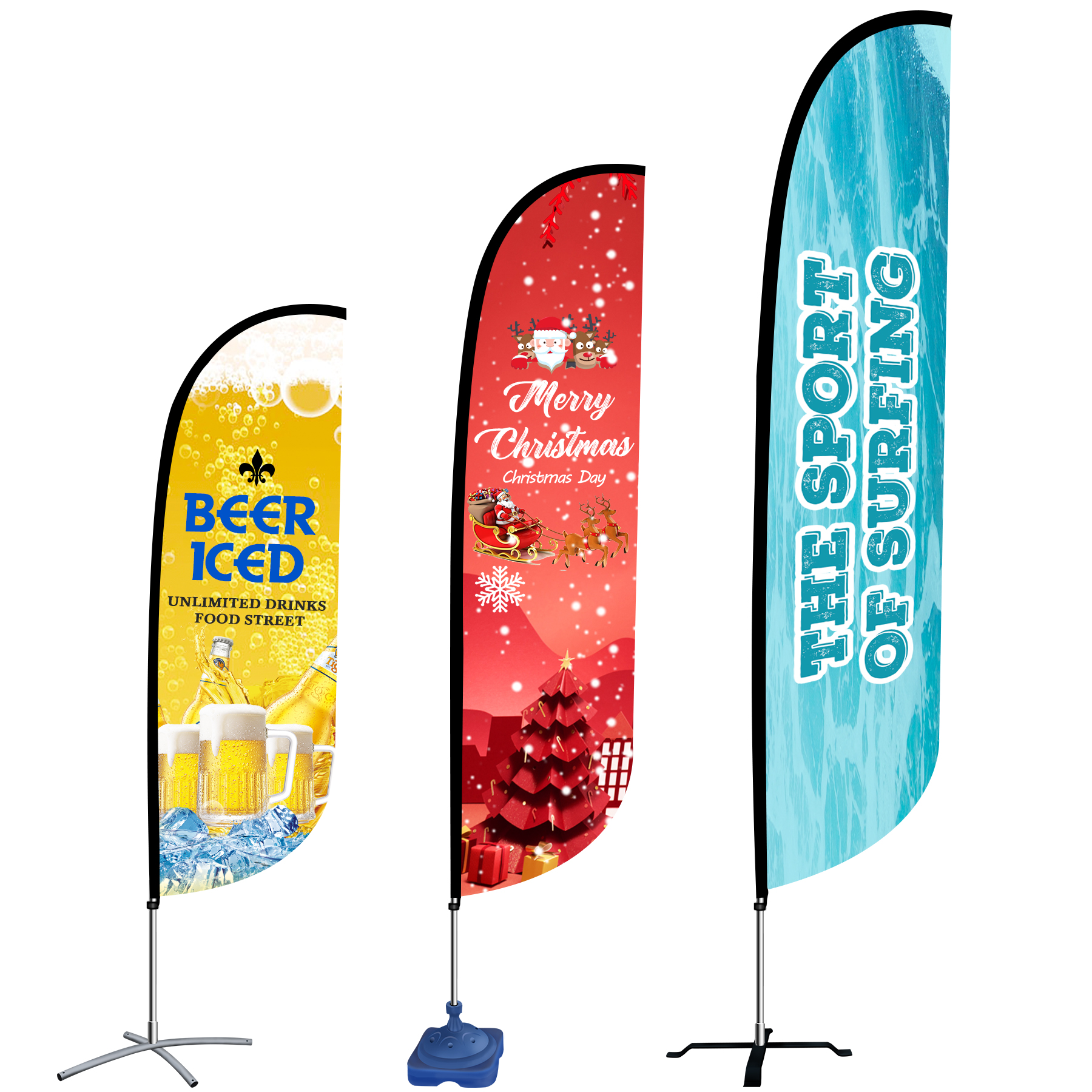 FlyFlyPromos - 7' Outdoor single sided Advertising Beach Flag - Promotional Product