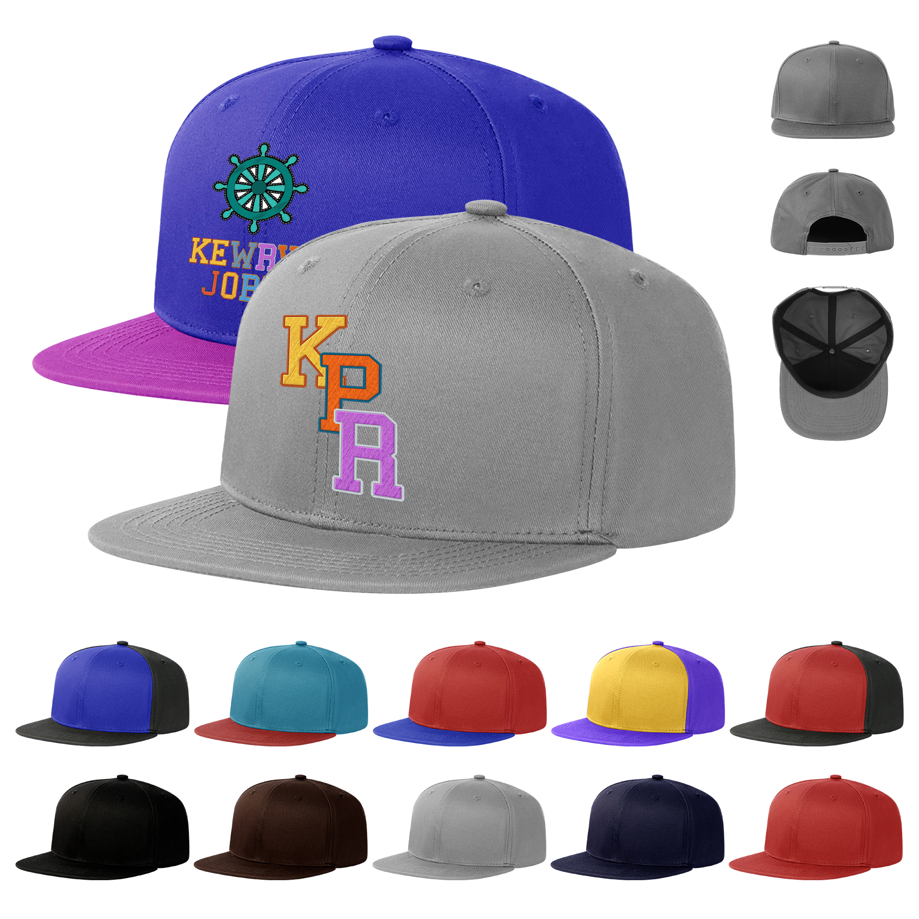 FlyFlyPromos - Cotton Twill Flat Visor 6 Panel Baseball Cap - Promotional Product
