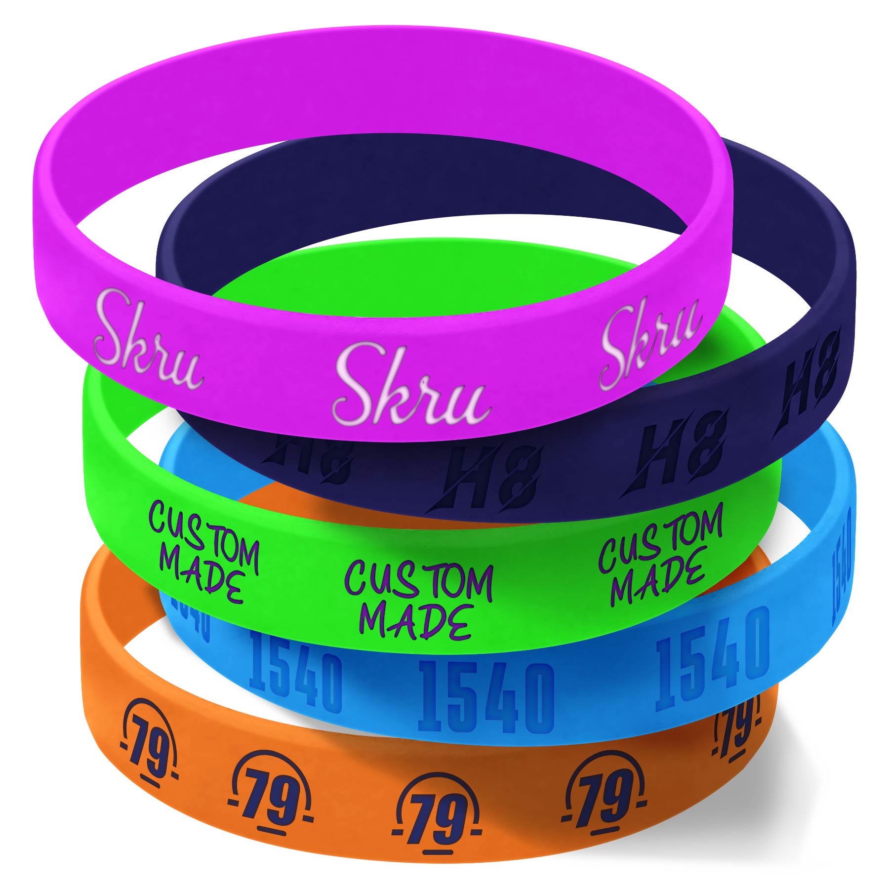 FlyFlyPromos - Debossed with Color Filled Silicone Bracelet - Promotional Product